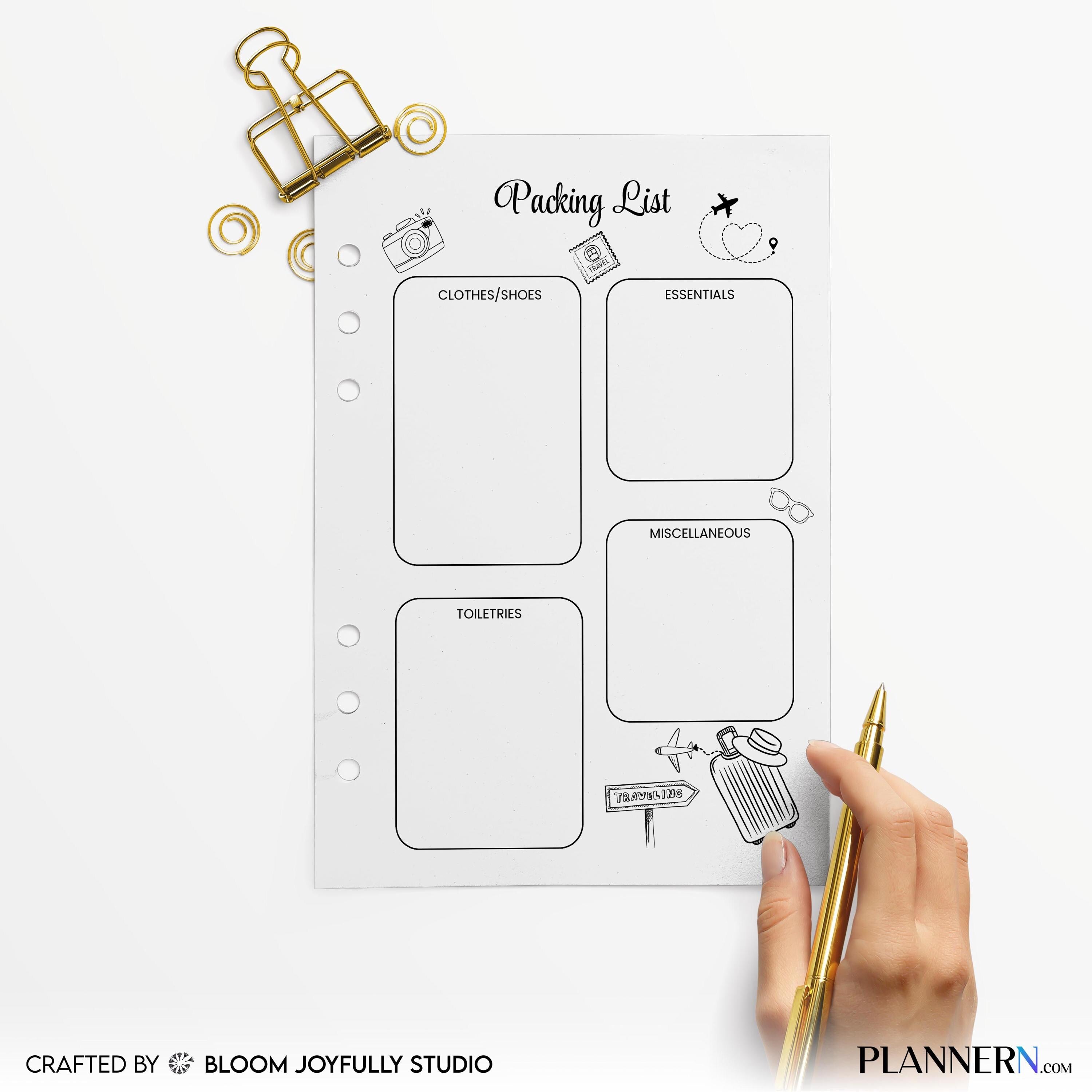 A4 A5 Printable — Travel Packing List PRINTABLE, Vacation Packing Checklist, Minimalist Travel Planner, Tra... | Bloom Joyfully printable