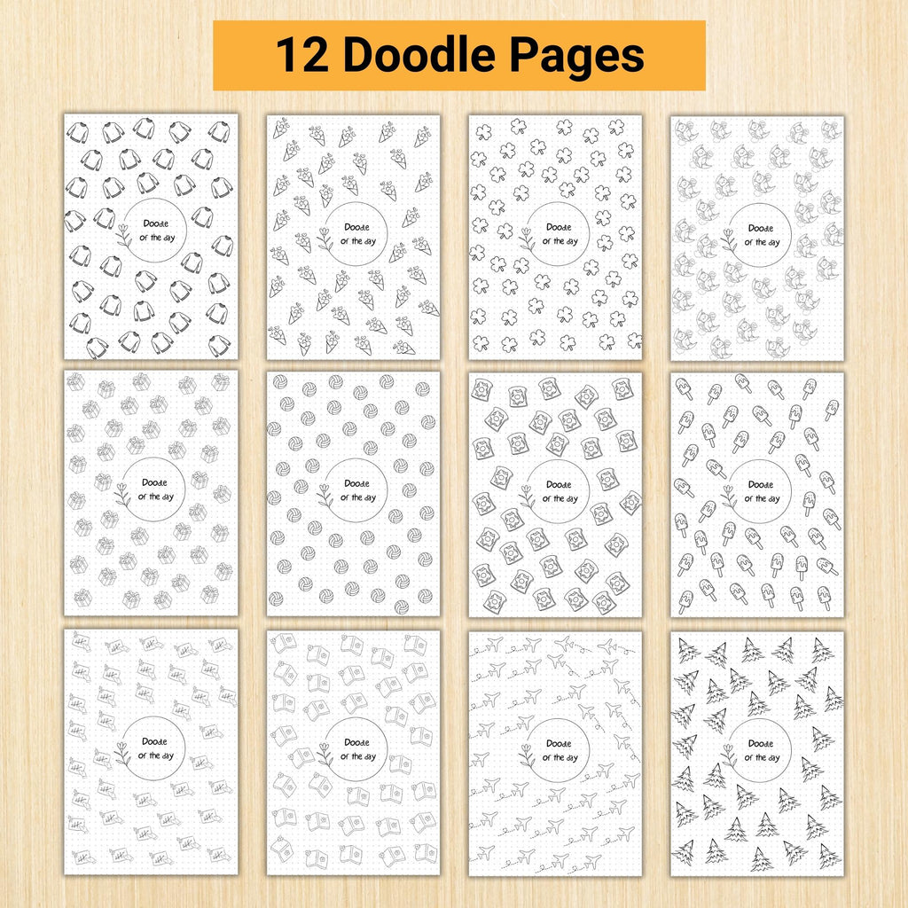 365 Days Drawing — DOODLE of the Day Bundle, Daily Doodle Journal, Creative Doodle of the Day, PRINTABLE Jo... | Mindfulness printable