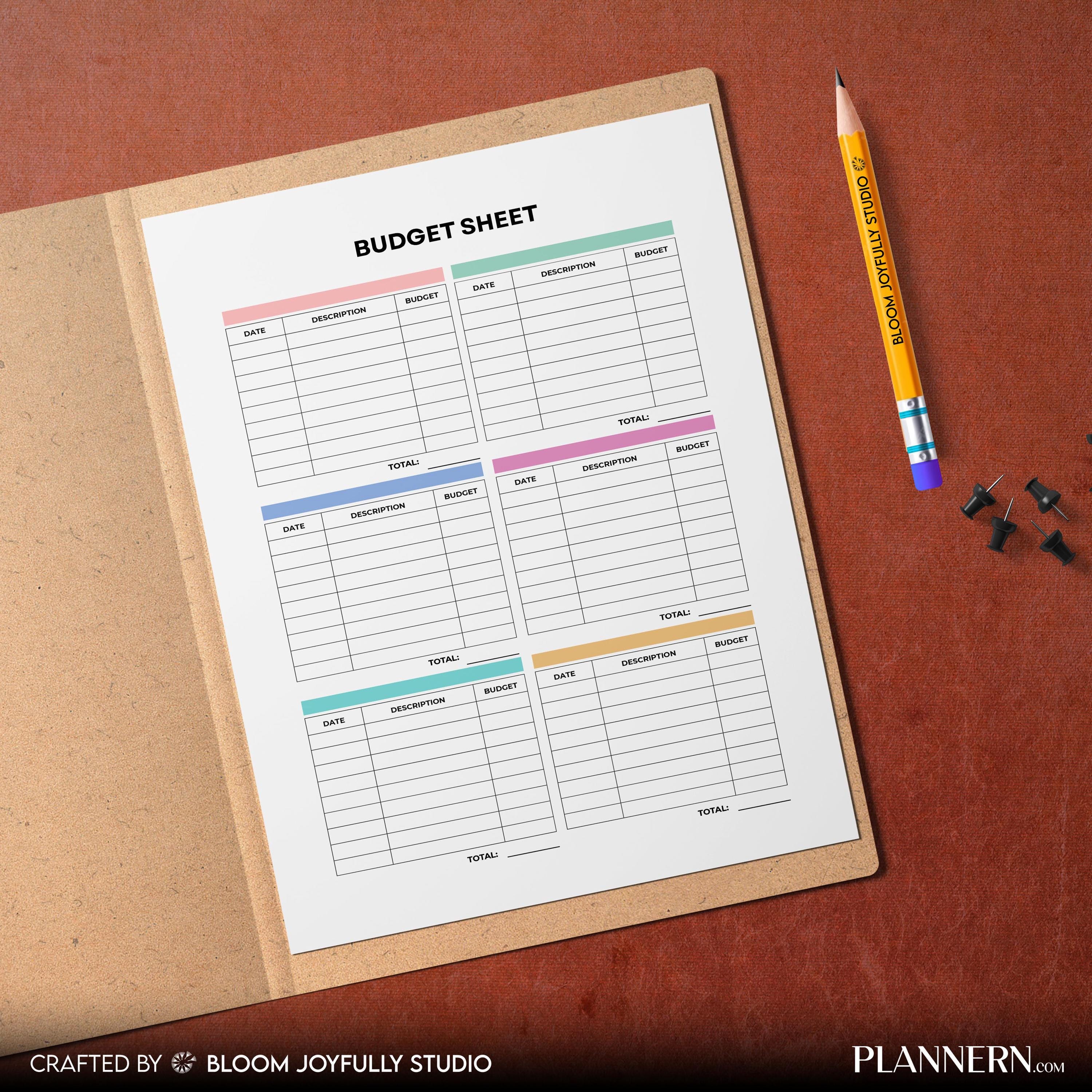Monthly Budget Sheet PRINTABLE, Expense Tracker, Money Planner, Personal Finance Planner, Instant Download,... | Bloom Joyfully printable