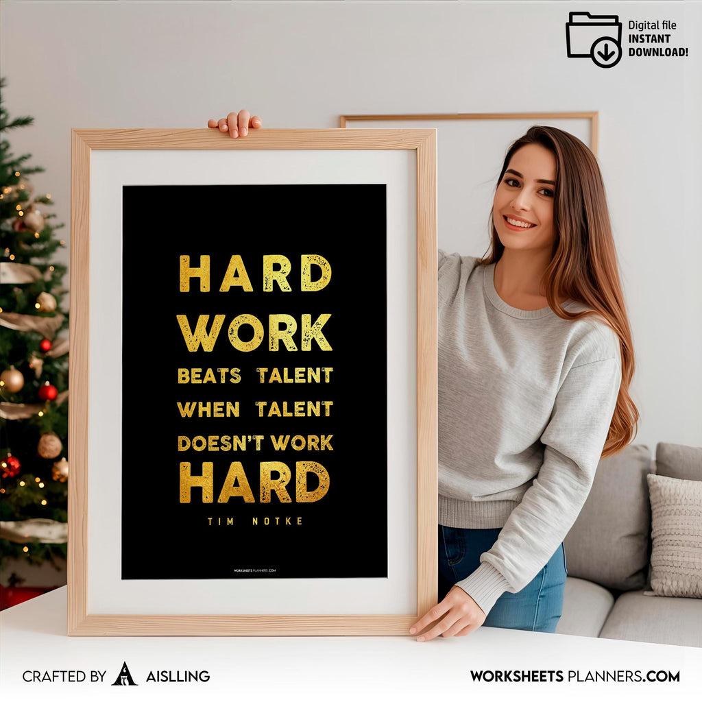 Aislling — Hard work beats Quotes, NBA Sports, Printable NBA Poster, Teenager kid basketball gift, NBA post... | Aislling printable