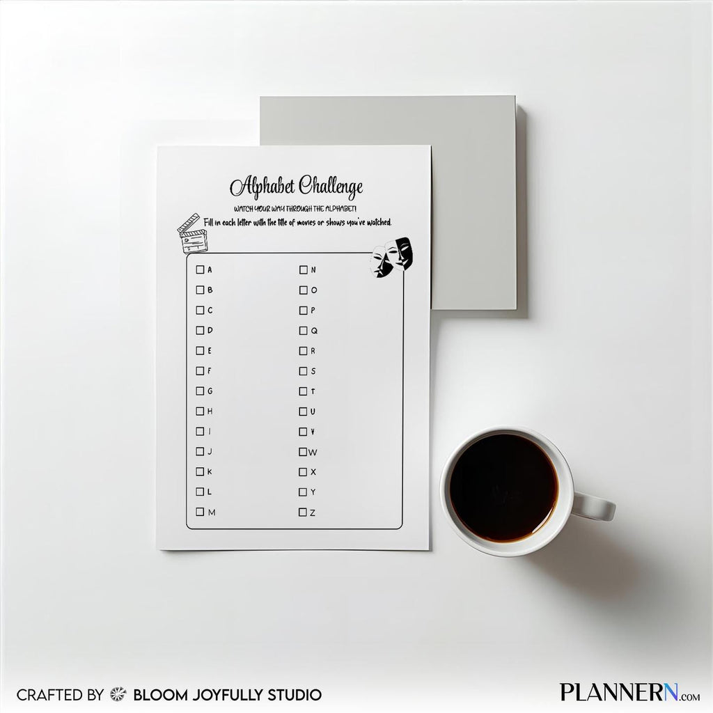 A To Z Movie List — Alphabet Movie Challenge PRINTABLE, A–Z Movie List, Film Bucket List, Movie Night Plann... | Bloom Joyfully printable