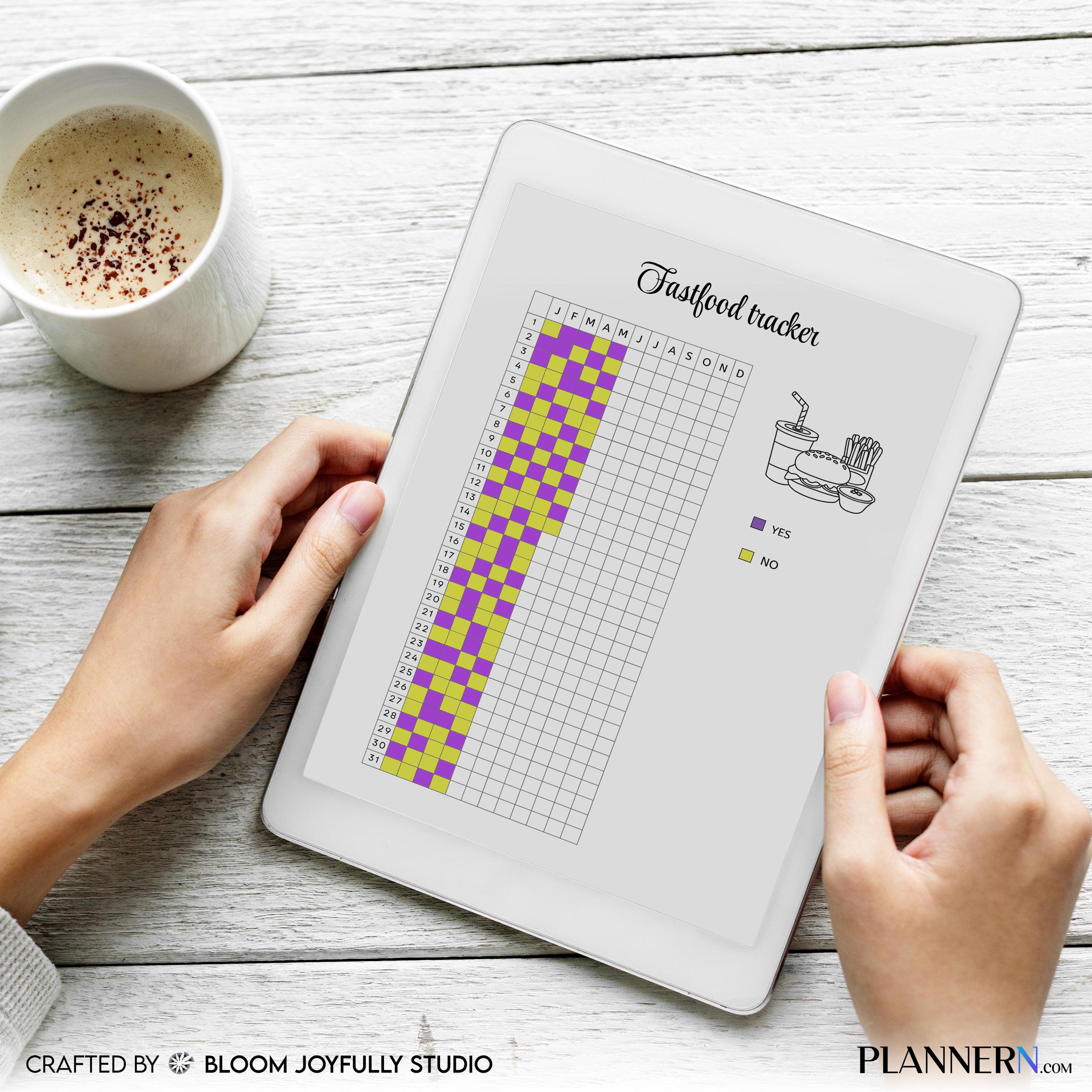 Diet Tracker — Fast Food Tracker PRINTABLE, Junk Food Tracker, Takeout Tracker, Junk Food Log, Daily Food L... | Nutri Track printable