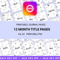 Bullet Journal — 12 Month Title Pages, Printable journal page, PRINTABLE TITLE PAGE, Printable Planner, Cov... | Bloom Joyfully printable