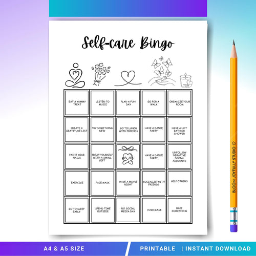 Affirmation — Self Care Bingo PRINTABLE, Mental Health Bingo, Wellness Challenge Tracker, Self Love Printab... | Mindfulness printable