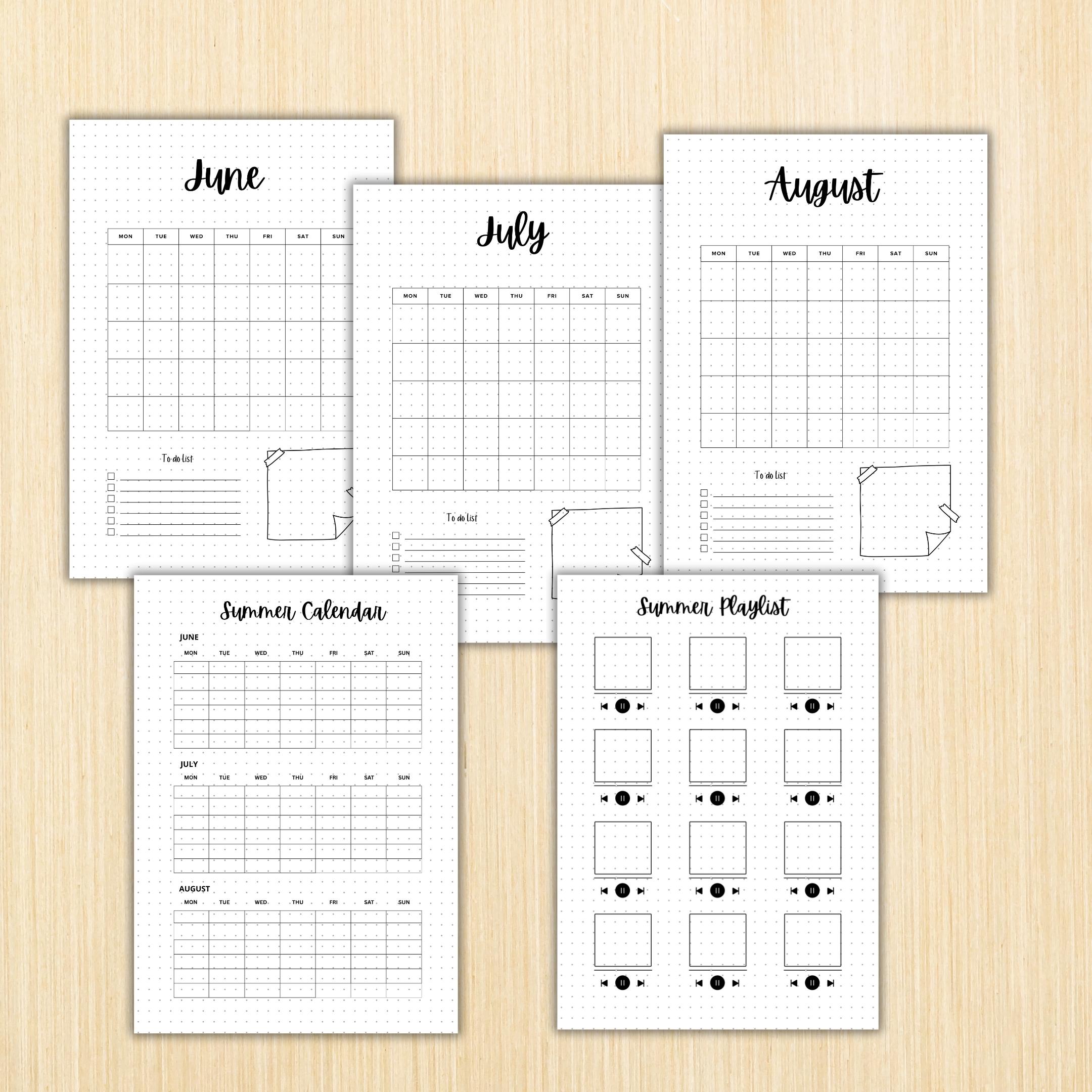 Daily Planner — Summer Journal Bundle, 18 Journal Pages, Summer Tracker Bundle, Summer Bucket List, PRINTAB... | Bloom Joyfully printable