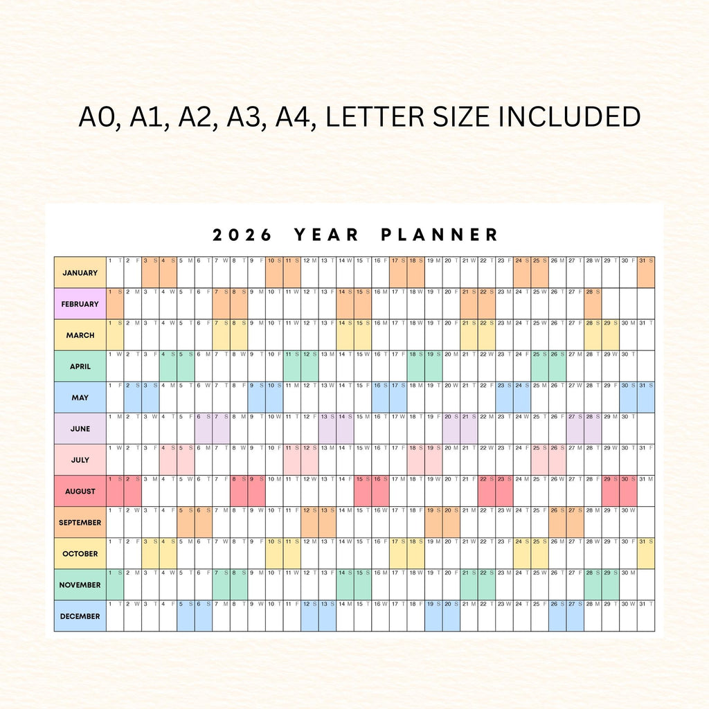 2026 Planner — 2026 PRINTABLE Wall Calendar, Dated Calendar, PDF, Different Sizes Available, Plan Your Day ... | Bloom Joyfully printable