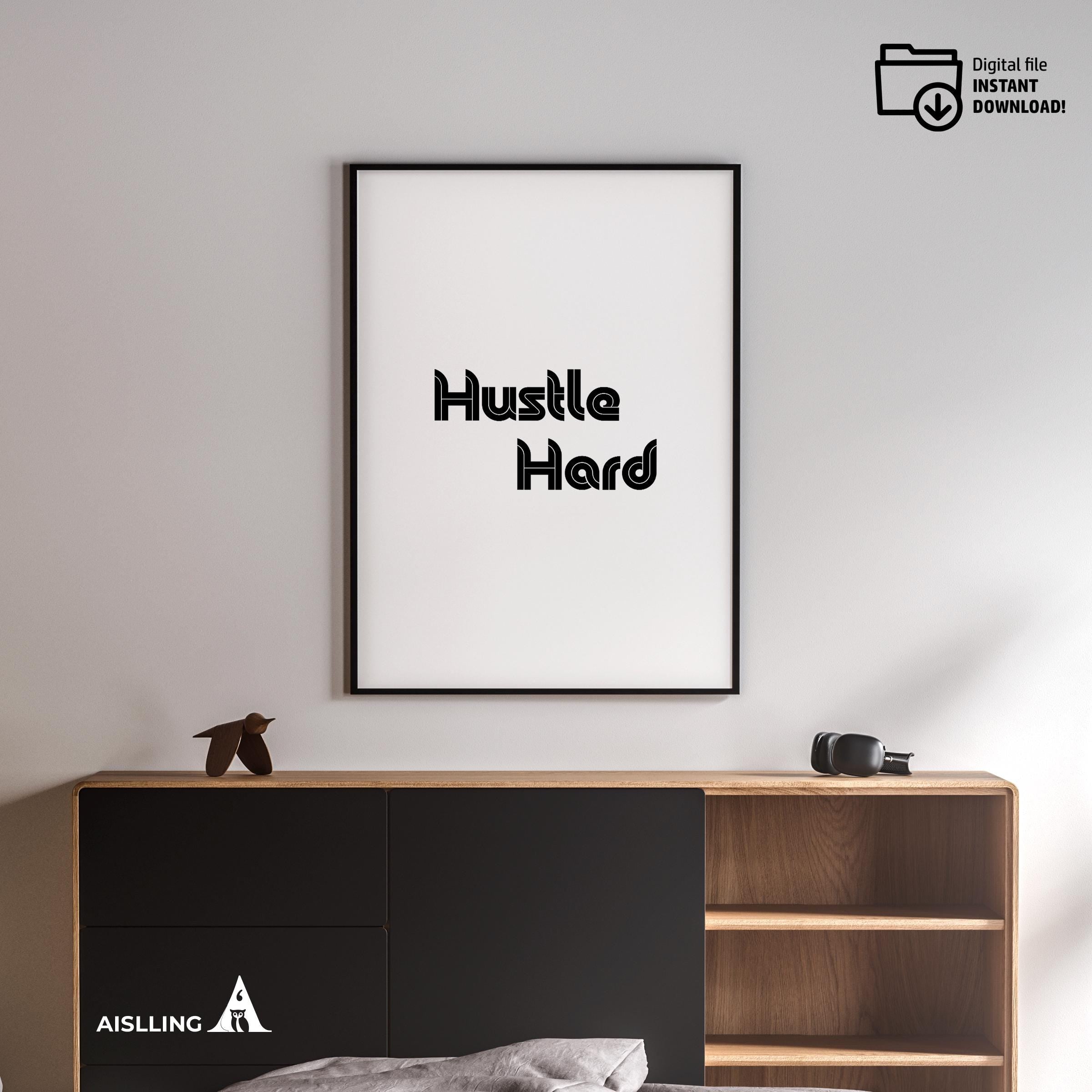 Boho Typography Wall — Hustle Hard Printable Wall Art, Motivational Quote Poster, Pastel Affirmation Print,... | Mindfulness printable