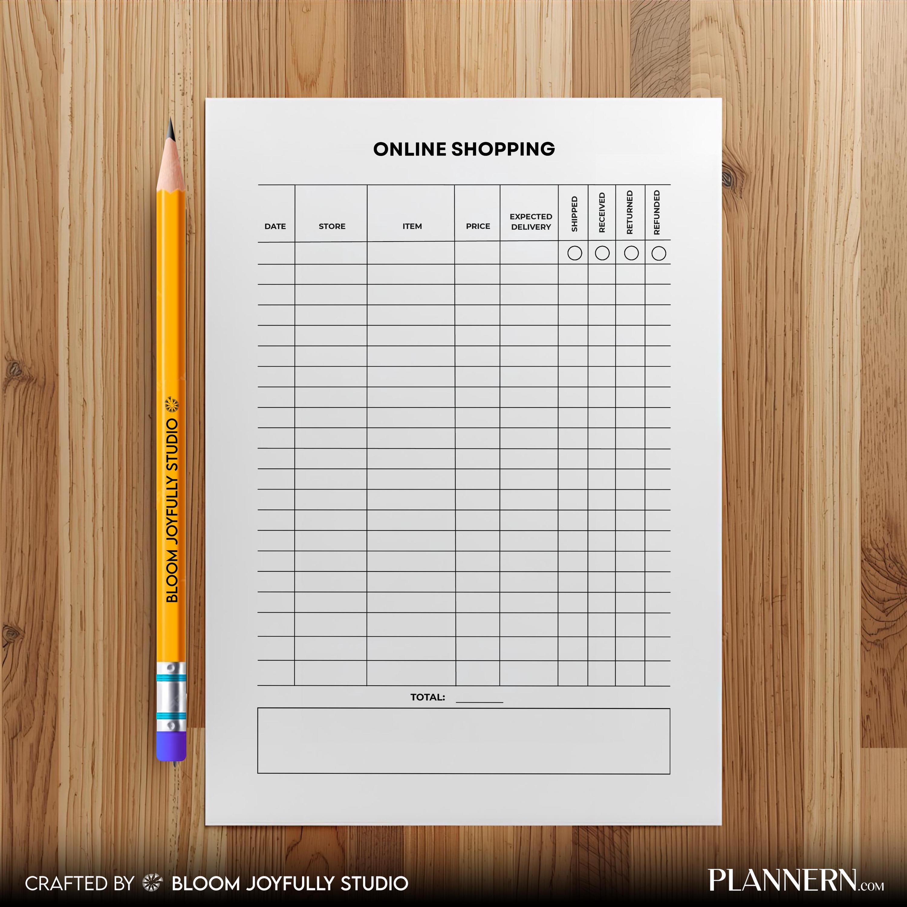 Budget Planner — Online Shopping Tracker PRINTABLE, Online Purchase Log, Shopping Tracker, Online Expense T... | Bloom Joyfully printable