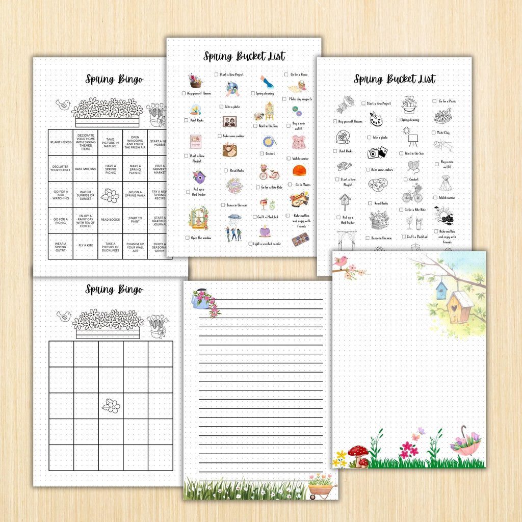 Daily Journal Print — Spring Journal Bundle, Spring Blossom Journal PRINTABLE, Seasonal Planner, Spring Buc... | Mindfulness printable