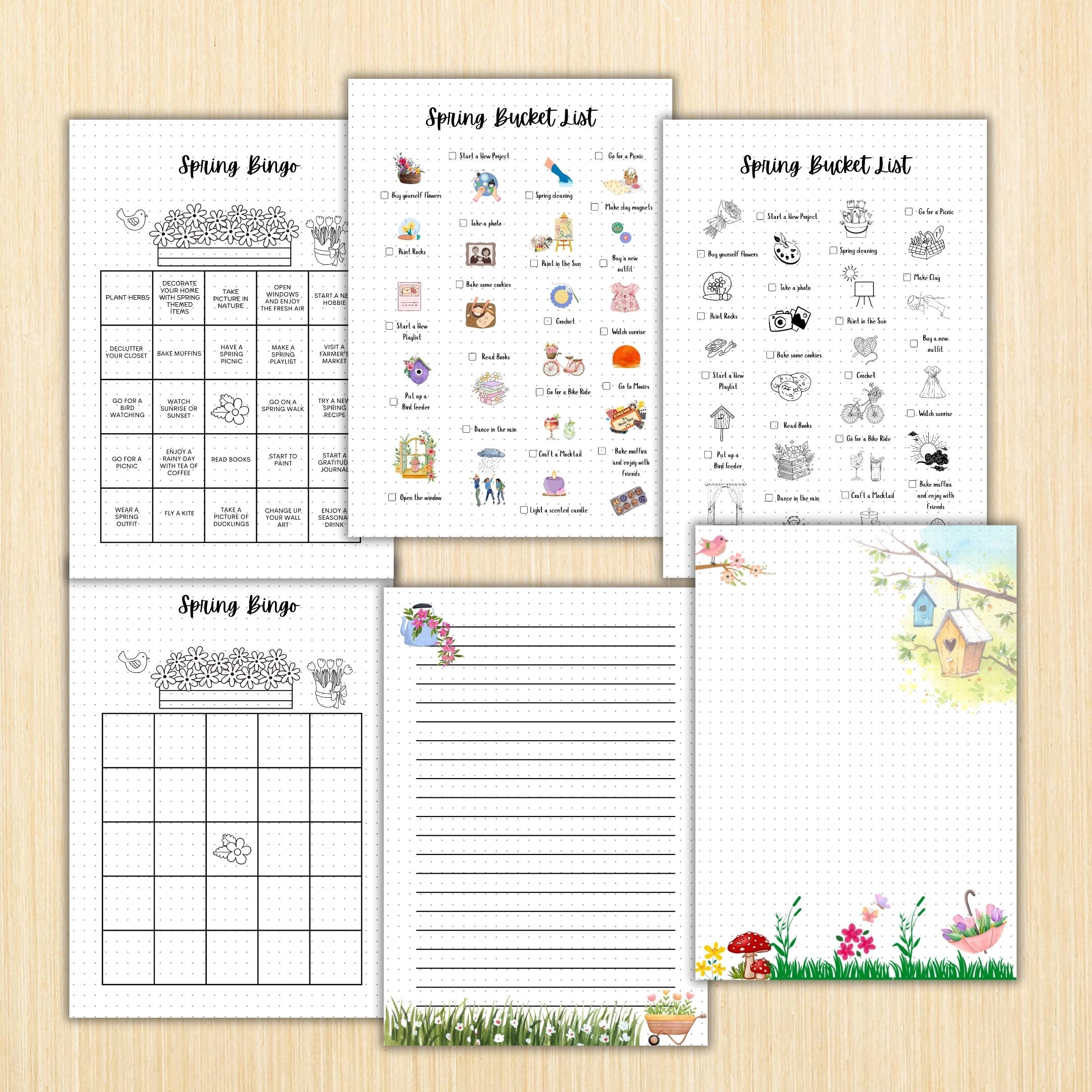 Daily Journal Print — Spring Journal Bundle, Spring Blossom Journal PRINTABLE, Seasonal Planner, Spring Buc... | Mindfulness printable