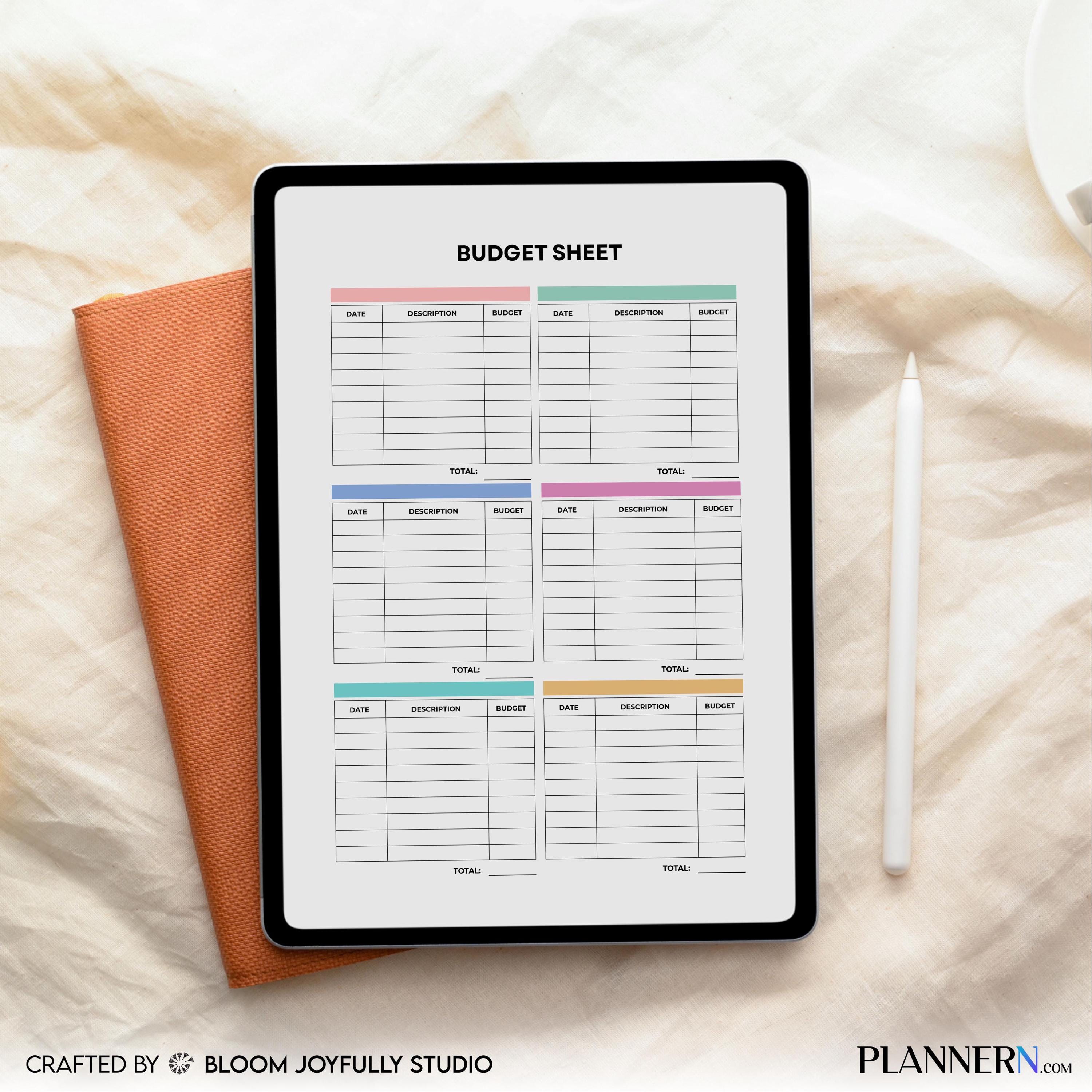 Monthly Budget Sheet PRINTABLE, Expense Tracker, Money Planner, Personal Finance Planner, Instant Download,... | Bloom Joyfully printable