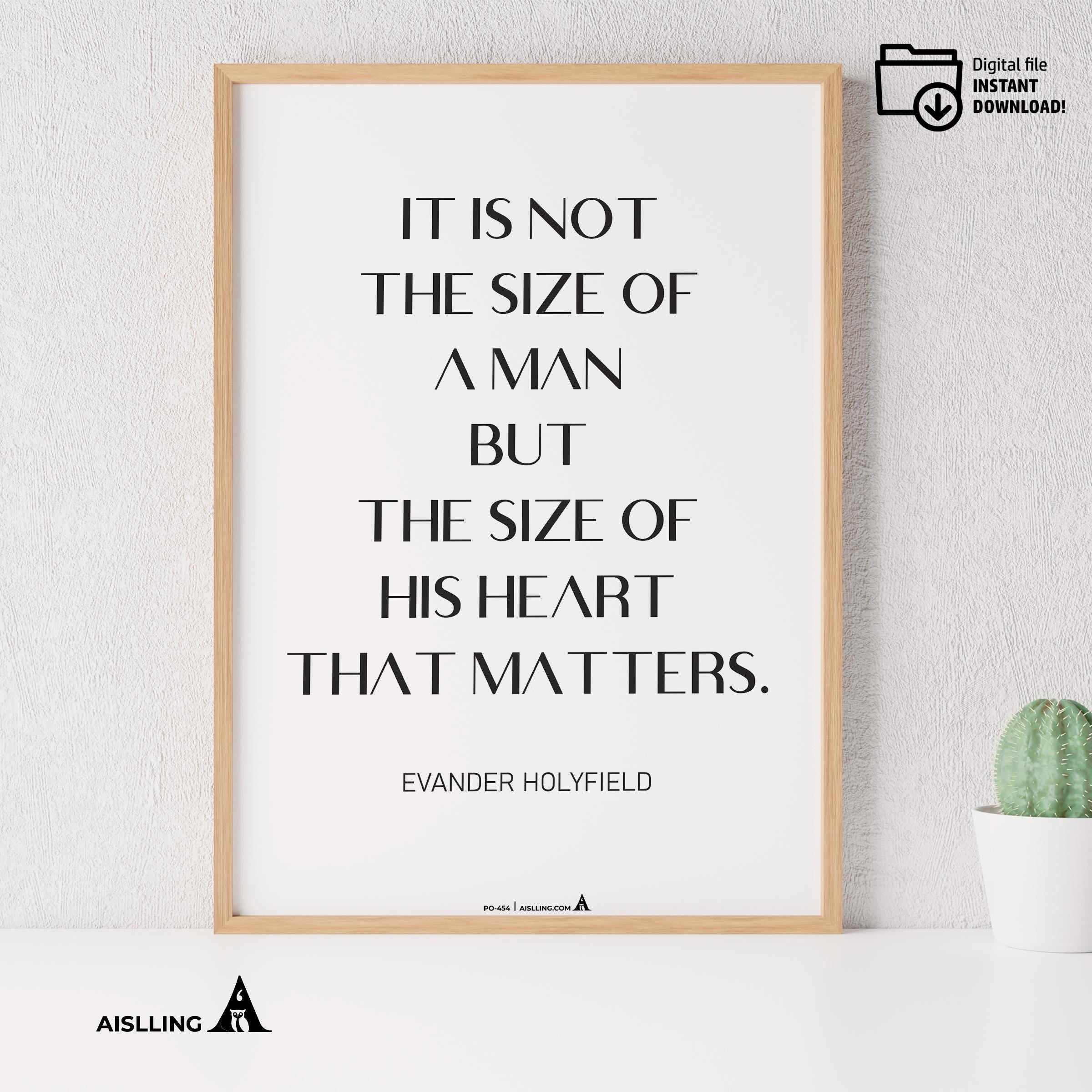 Aislling — Inspirational Quote Wall Art for Boys Room, "It's Not the Size of a Man", Black & White Printabl... | Aislling printable