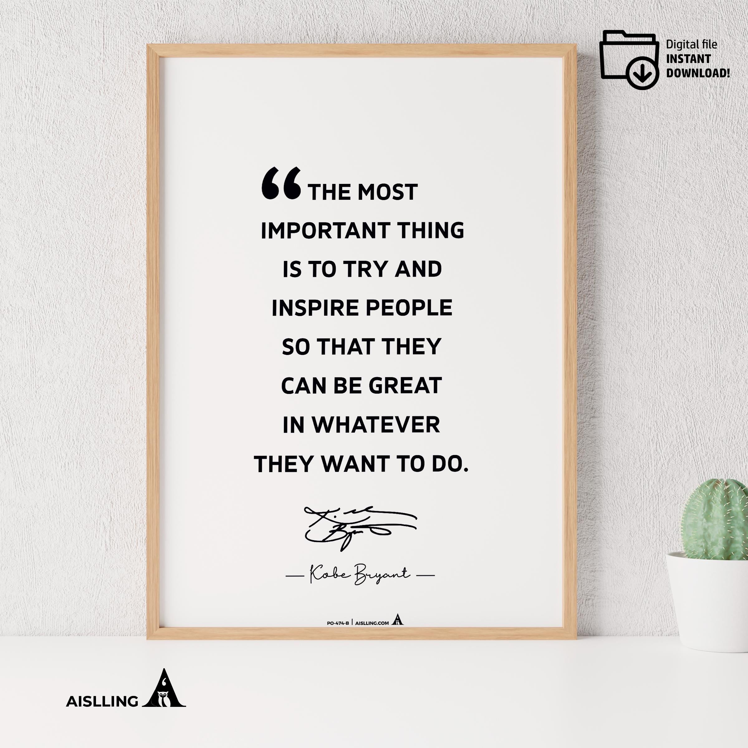 Aislling — Kobe Bryant Quote Poster: Black Mamba, Mamba Mentality (Digital Download) | Aislling printable