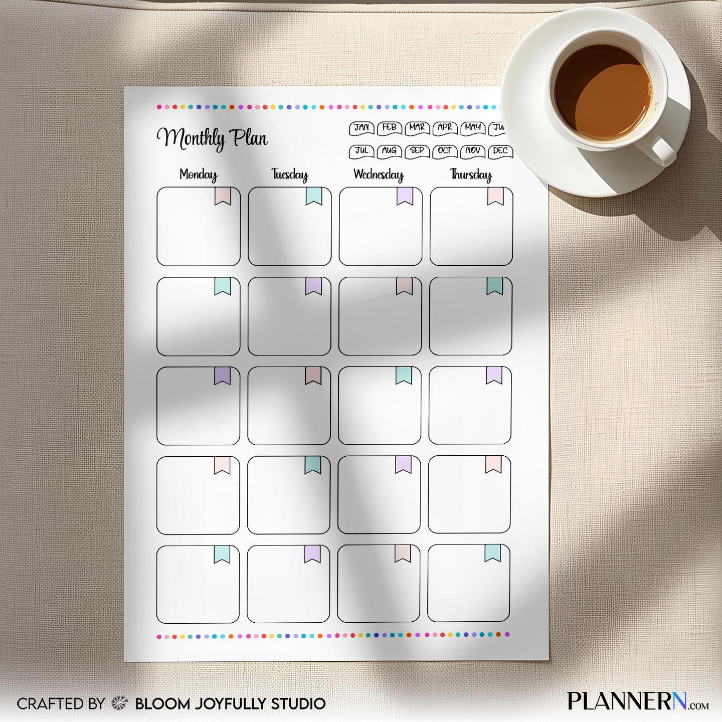 Digital Planner — Monthly Plan Tracker Printable, Monthly Planner PDF, Goal Setting Worksheet, Productivity... | Bloom Joyfully printable