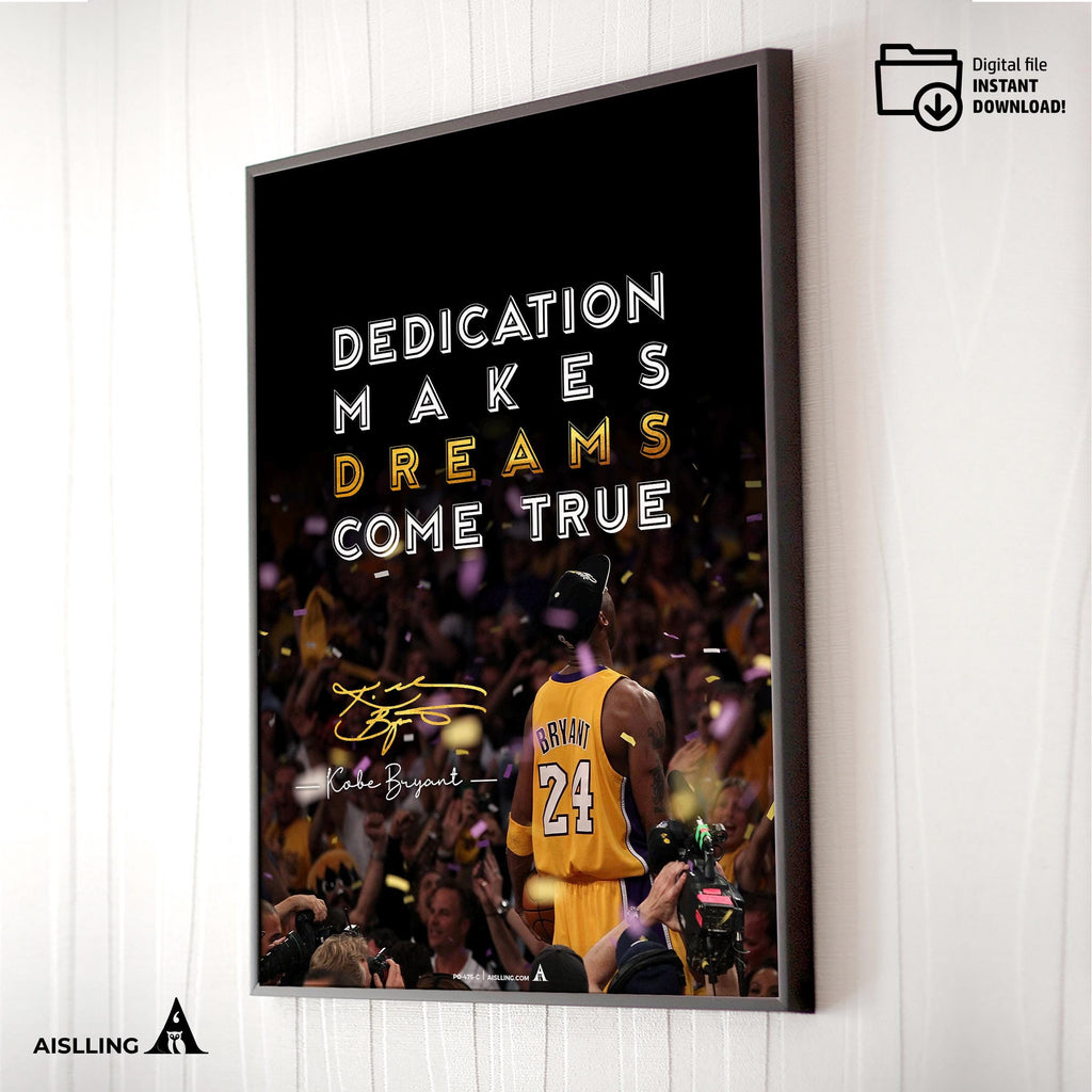 Kobe Bryant Mamba Mentality Quotes, NBA Sports, Printable NBA Poster, Teenager kid basketball gift, NBA poster,  Basketball Black Mamba-475C