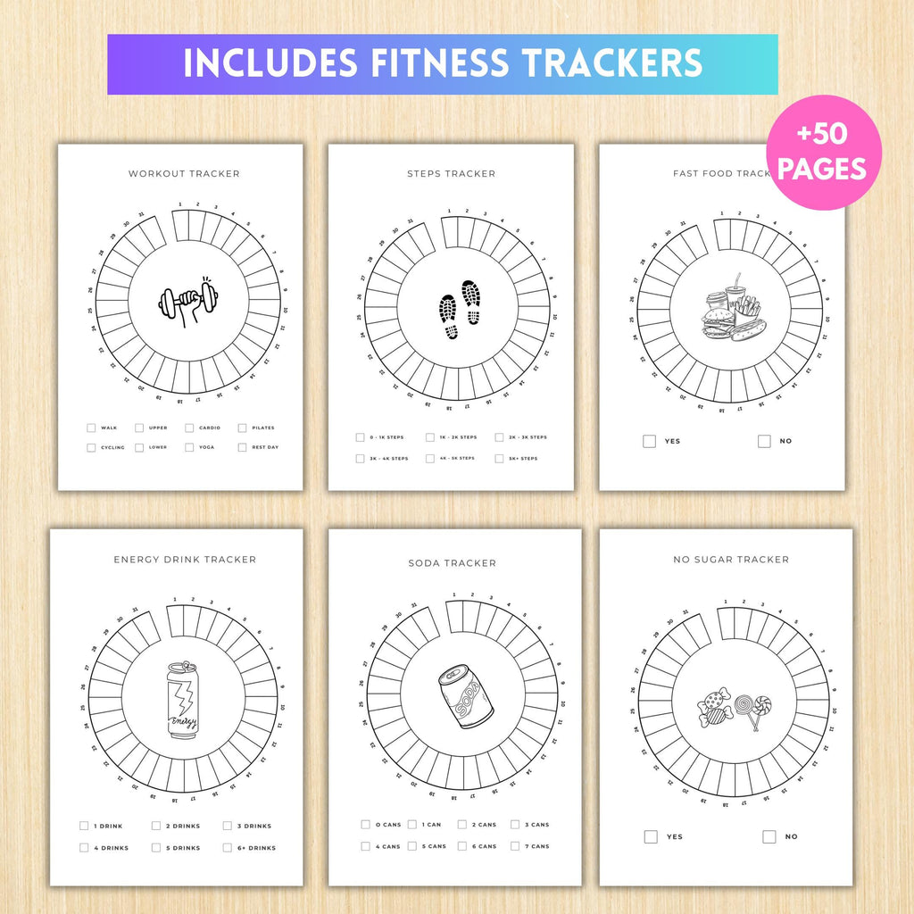 Daily Fitness Plan — FITNESS Tracker Printable Bundle, Health & Workout Planner, Fitness Tracker Kit, Worko... | Nutri Track printable