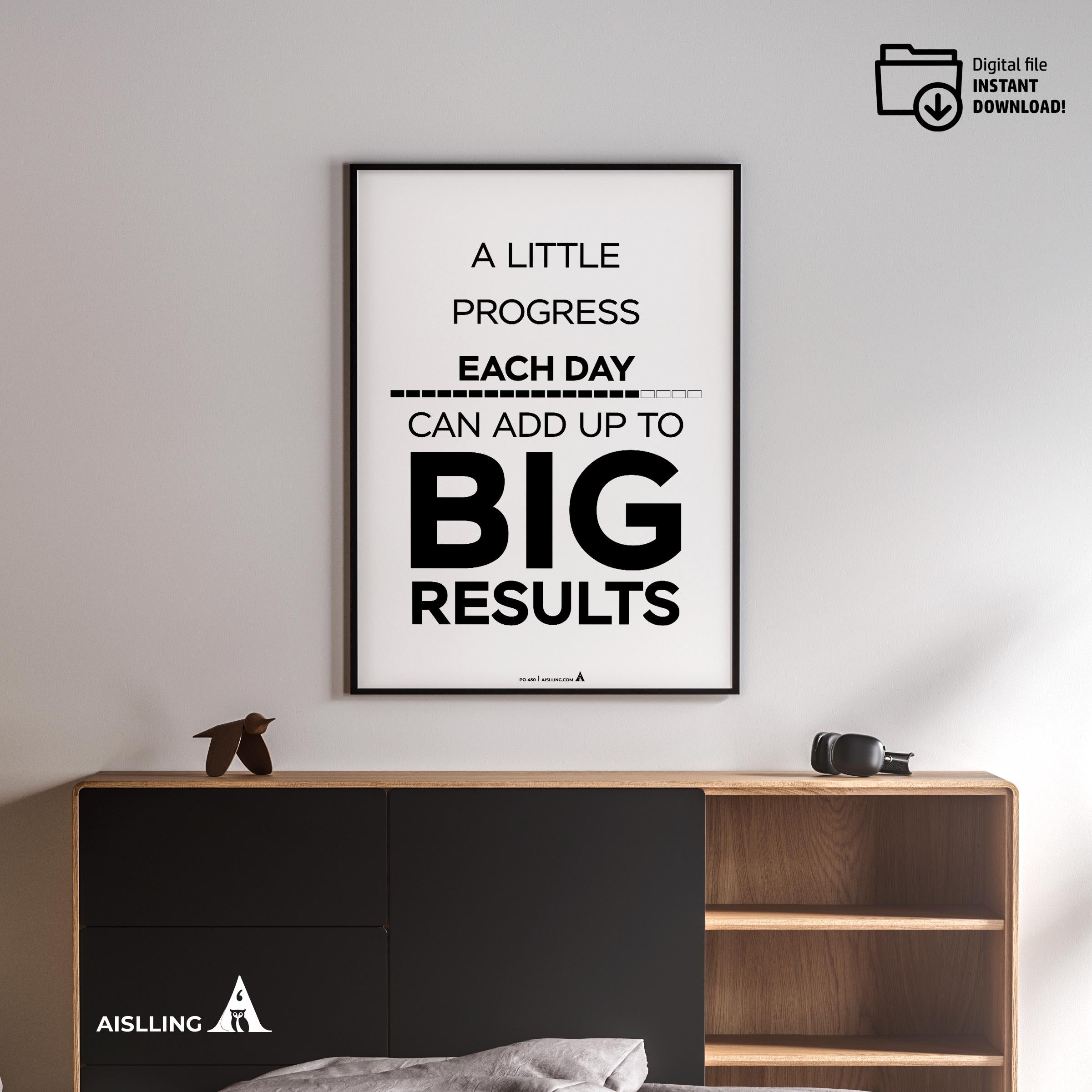 Aislling — a little progress each day Quotes Digital Printable Wall Art Inspirational Quotes Poster, Motiva... | Aislling printable