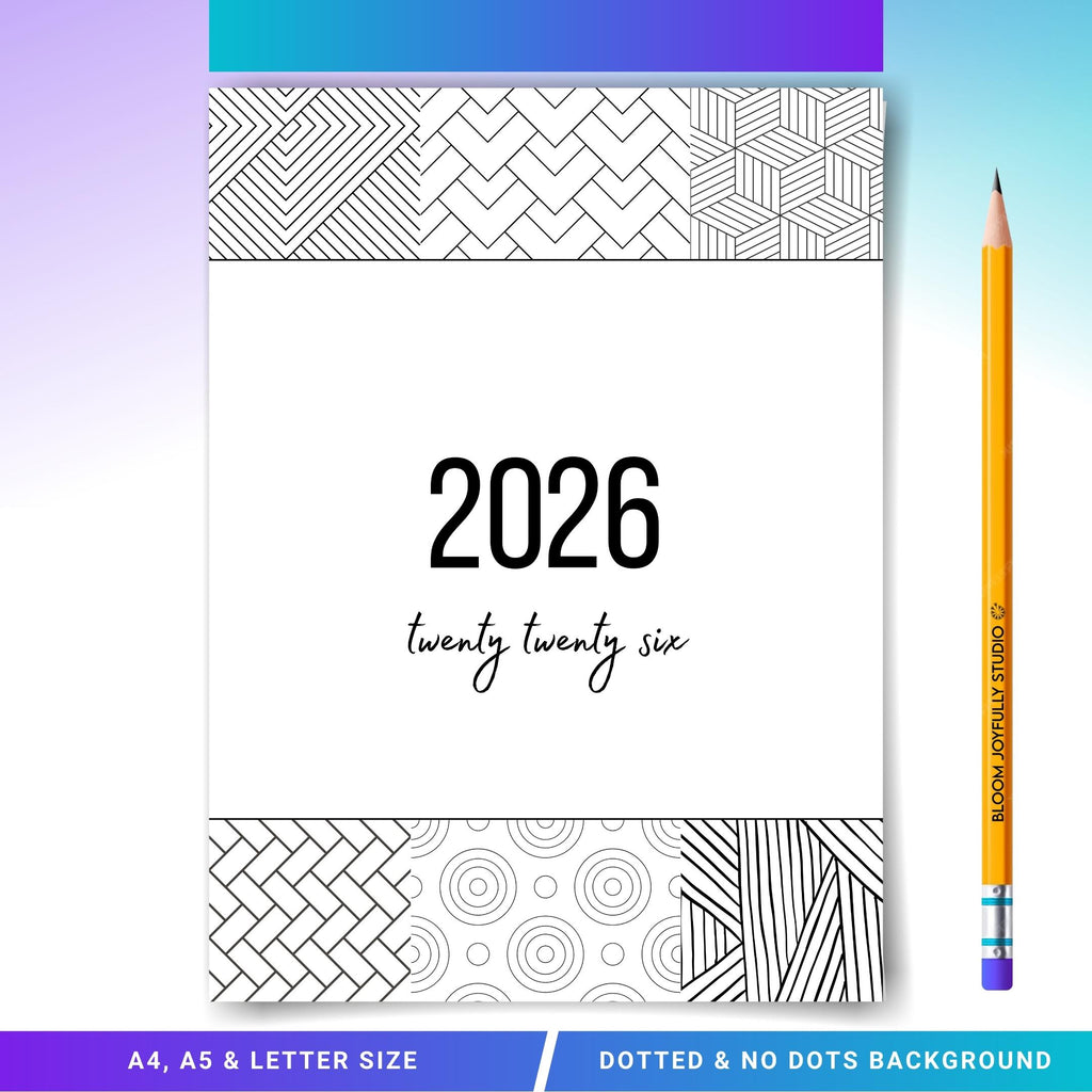 2026 Cover Pages — 2026 Bullet Journal Cover Page, PRINTABLE Title Page, 2026 Planner Cover, BUJO Cover Pag... | Bloom Joyfully printable