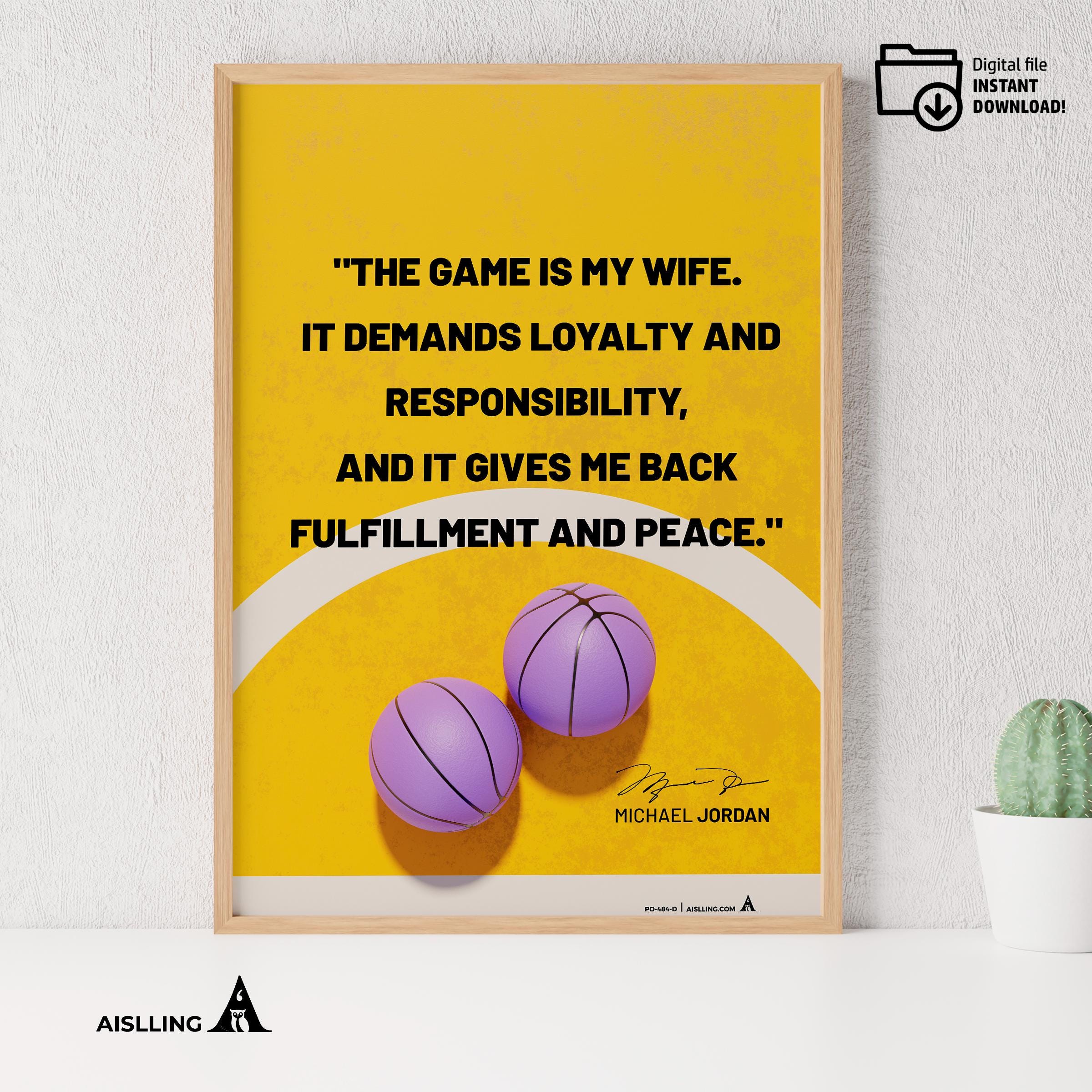 Basketball Art — Michael Jordan Inspirational Quote Poster: Basketball Legend Art (Digital Download) | Aislling printable