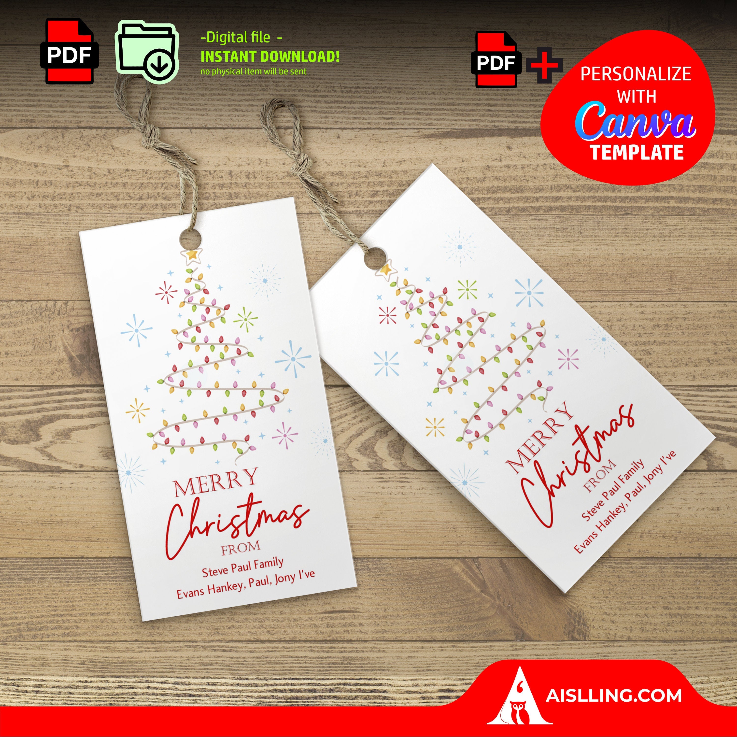 Christmas Gifts — Personalized Christmas Tags holiday tags, Editable Christmas Holiday Gift Tags, Gift Tag ... | Bloom Joyfully printable