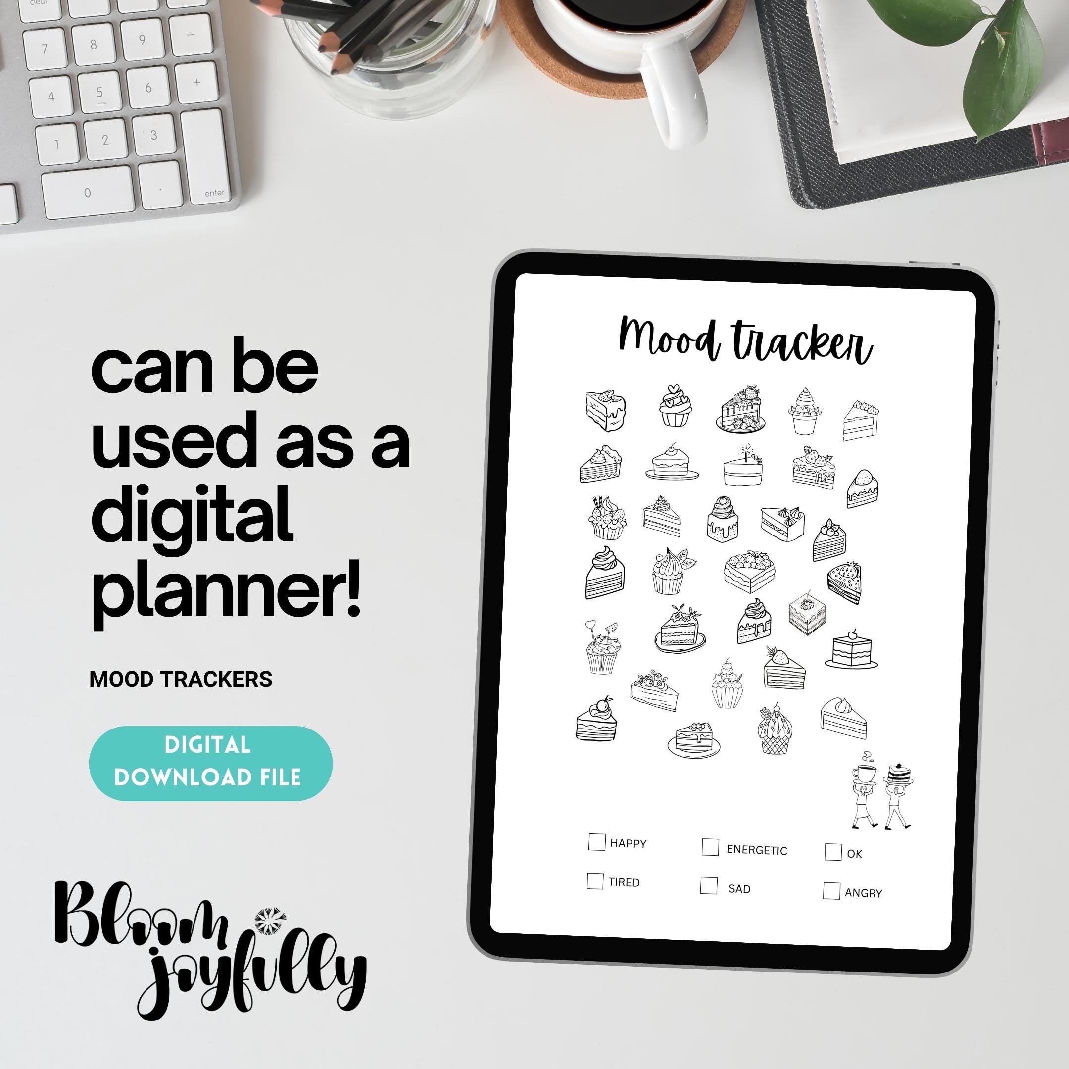 Bullet Journal — MONTHLY Mood Trackers Bundle, Printable Mood Tracker for journal, Monthly, Daily Mood Log,... | Mindfulness printable