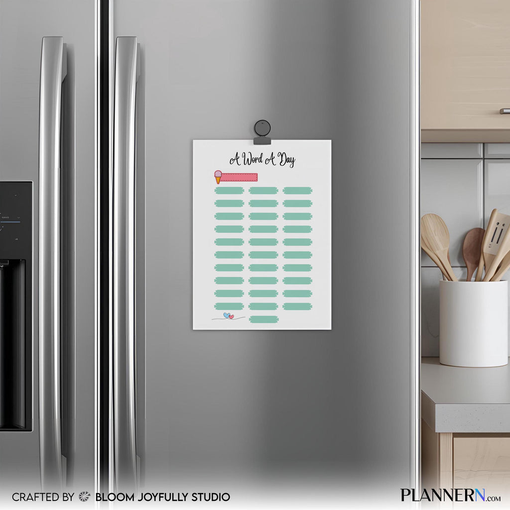 Daily Learning Log — A Word A Day PRINTABLE – Daily Language Tracker, Word of the Day, Daily Word Learning,... | Bloom Joyfully printable