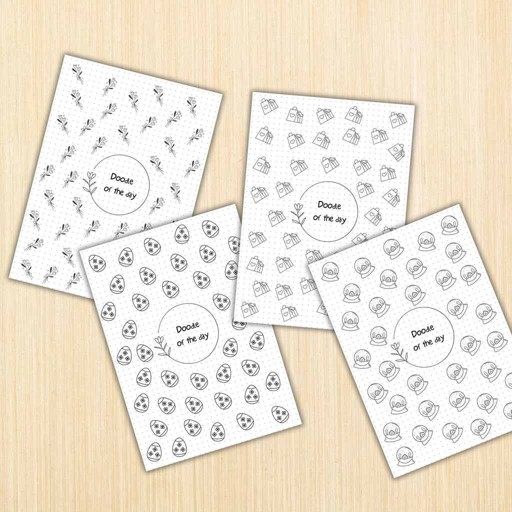 365 Days Drawing — DOODLE of the Day Bundle, Creative Doodle of the Day, Daily Doodle Journal, PRINTABLE Jo... | Mindfulness printable