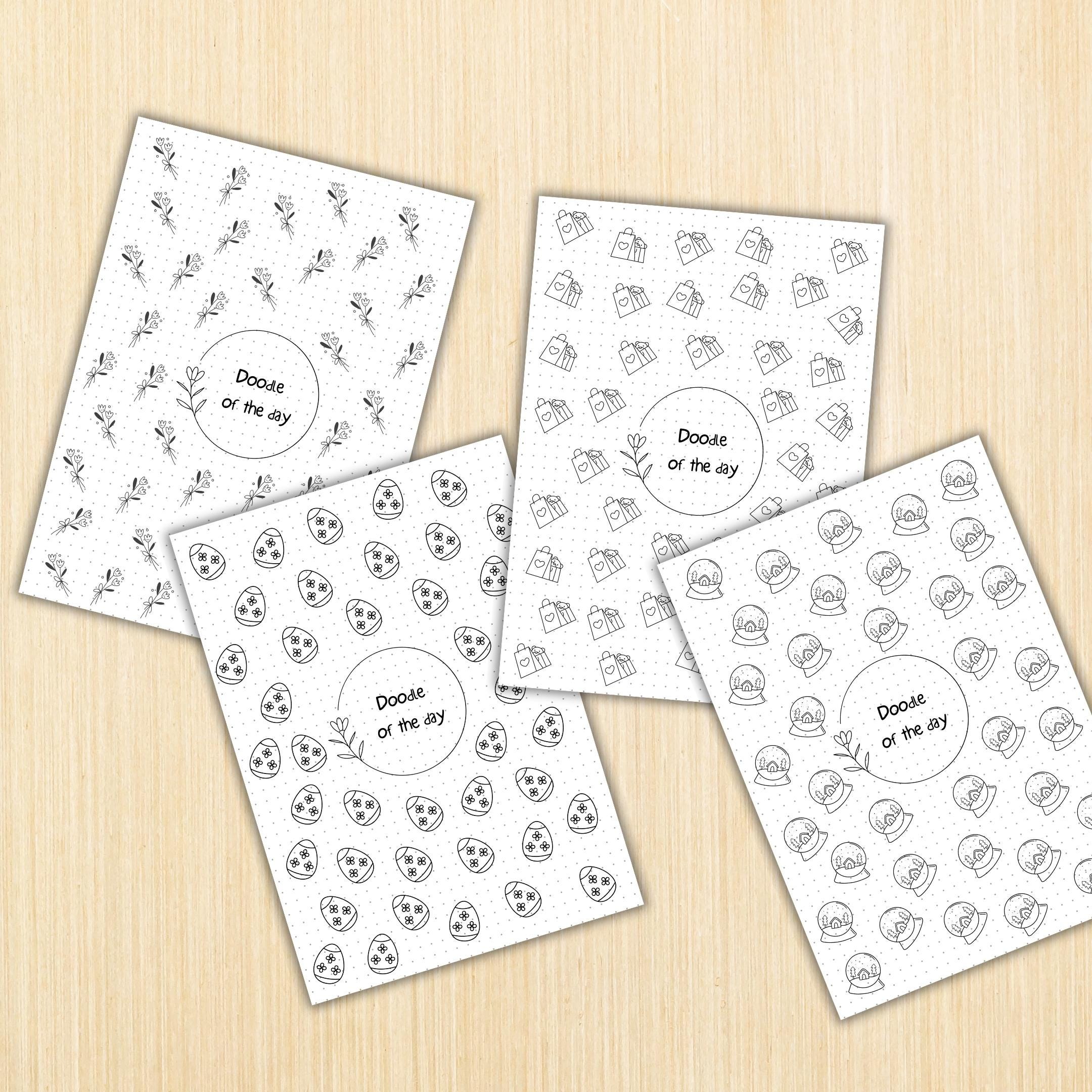 365 Days Drawing — DOODLE of the Day Bundle, Creative Doodle of the Day, Daily Doodle Journal, PRINTABLE Jo... | Mindfulness printable