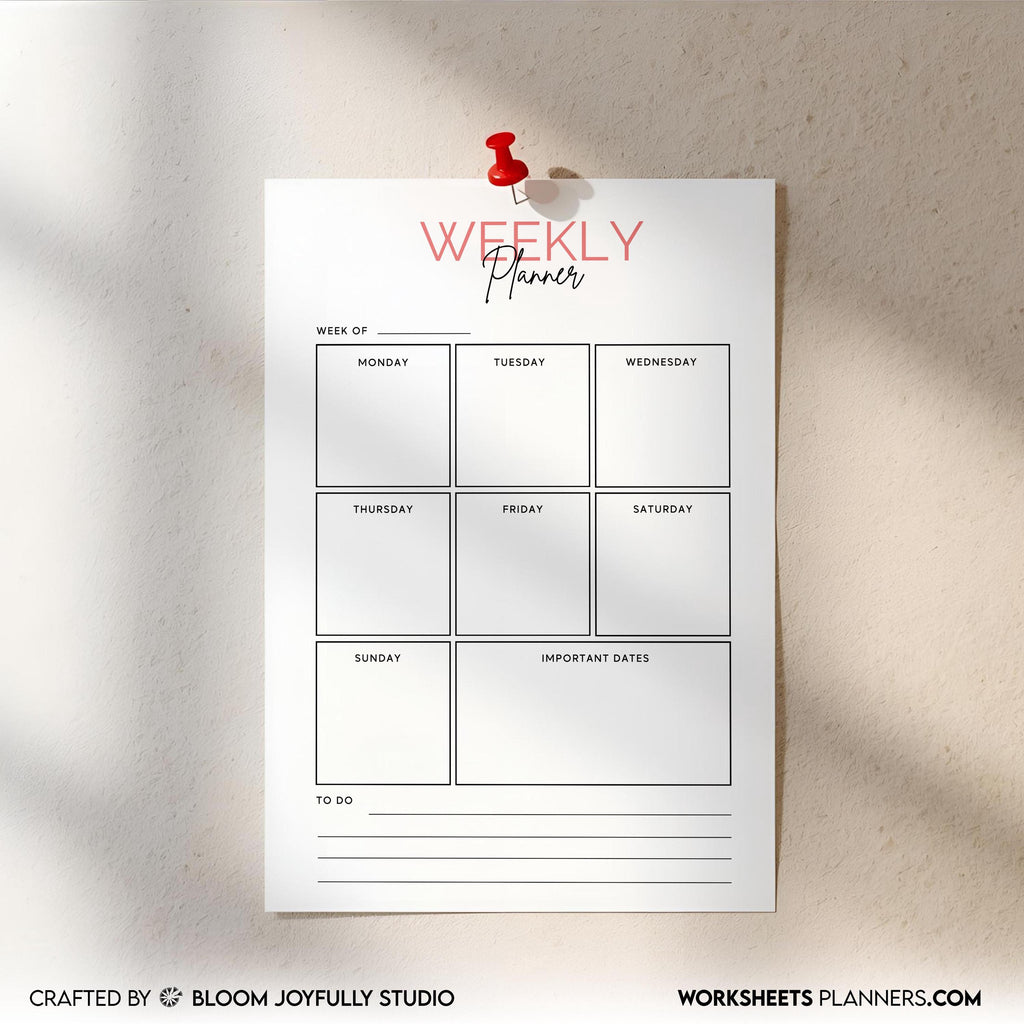 Digital Planner — Weekly Planner PRINTABLE, Weekly To Do List, Weekly Habit Tracker, Weekly Goal Planner, S... | Bloom Joyfully printable