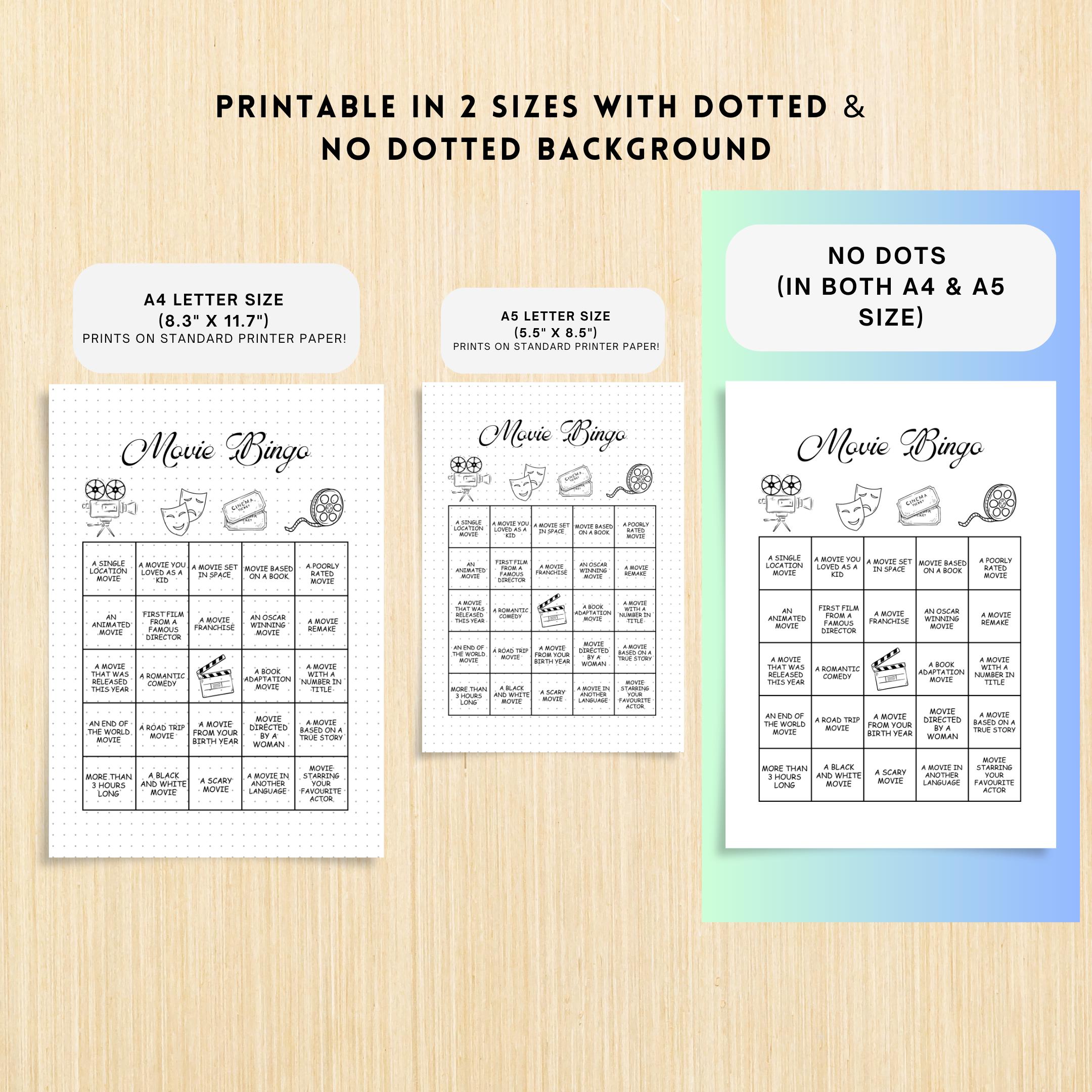Movie Bingo PRINTABLE Game, Movie Night Bingo, Family Movie Night Party Game, Film Bingo, A4/A5, Instant Do... | Bloom Joyfully printable
