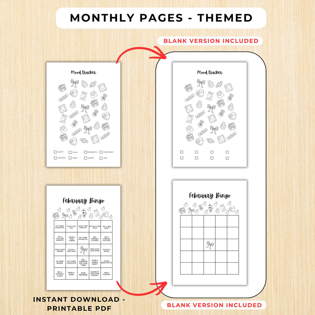 Budget Tracker — February Journal Bundle, Printable Planner, February Planner, Habit Tracker Coloring Pages... | Mindfulness printable