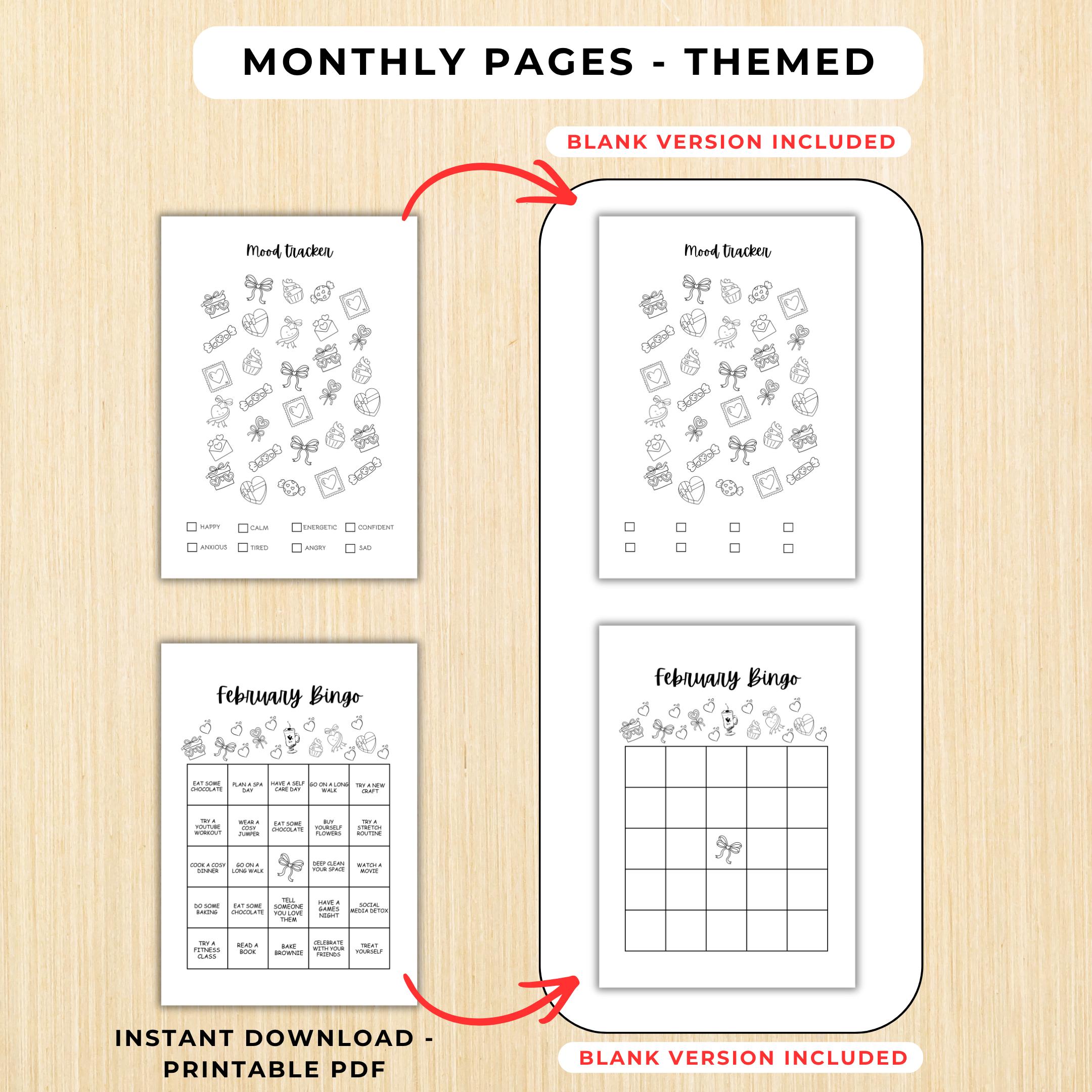 Budget Tracker — February Journal Bundle, Printable Planner, February Planner, Habit Tracker Coloring Pages... | Mindfulness printable