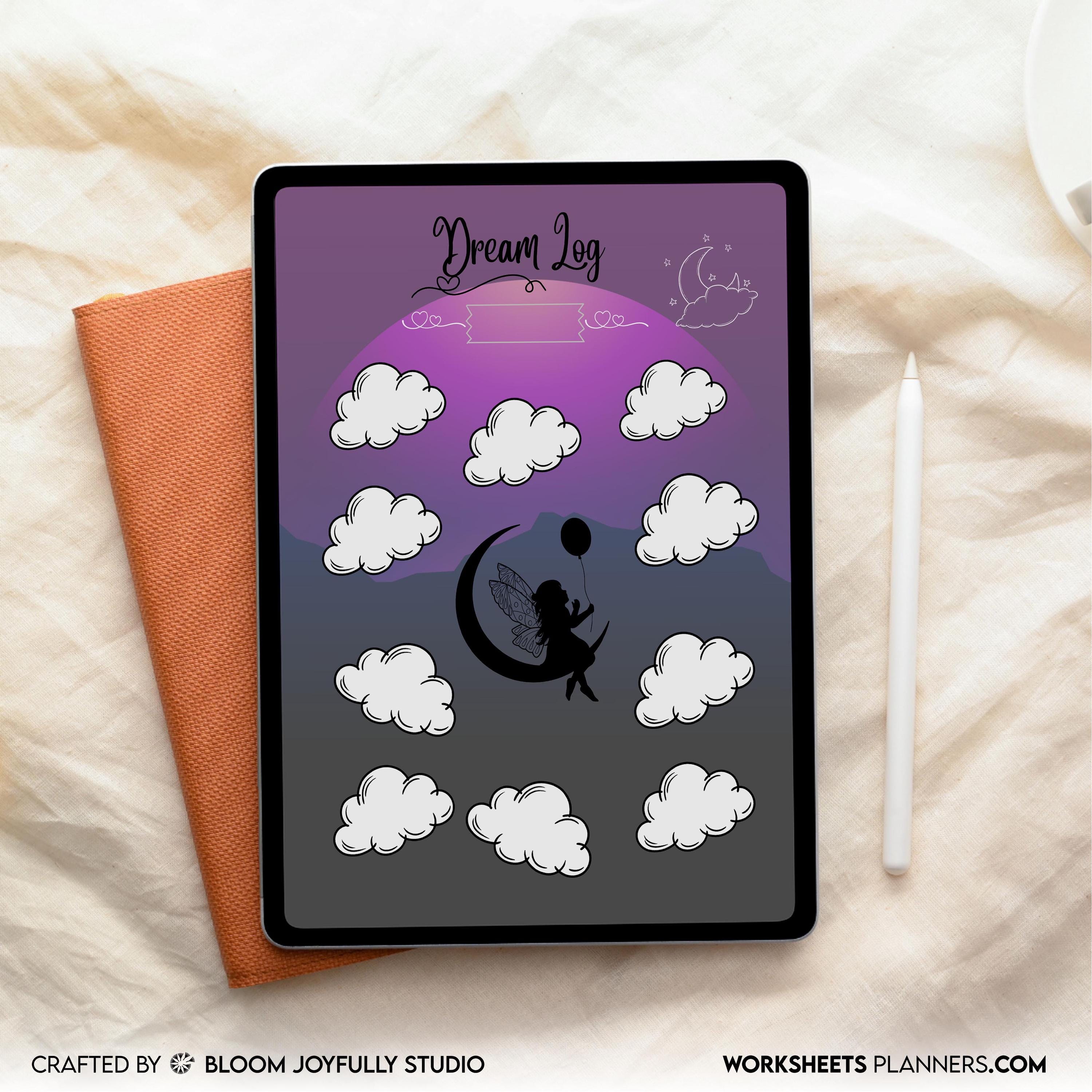 Digital Planner — Dream Log PRINTABLE, Monthly Dream Tracker, Dream Journal, Dream Diary, Dream Tracker, Lu... | Mindfulness printable
