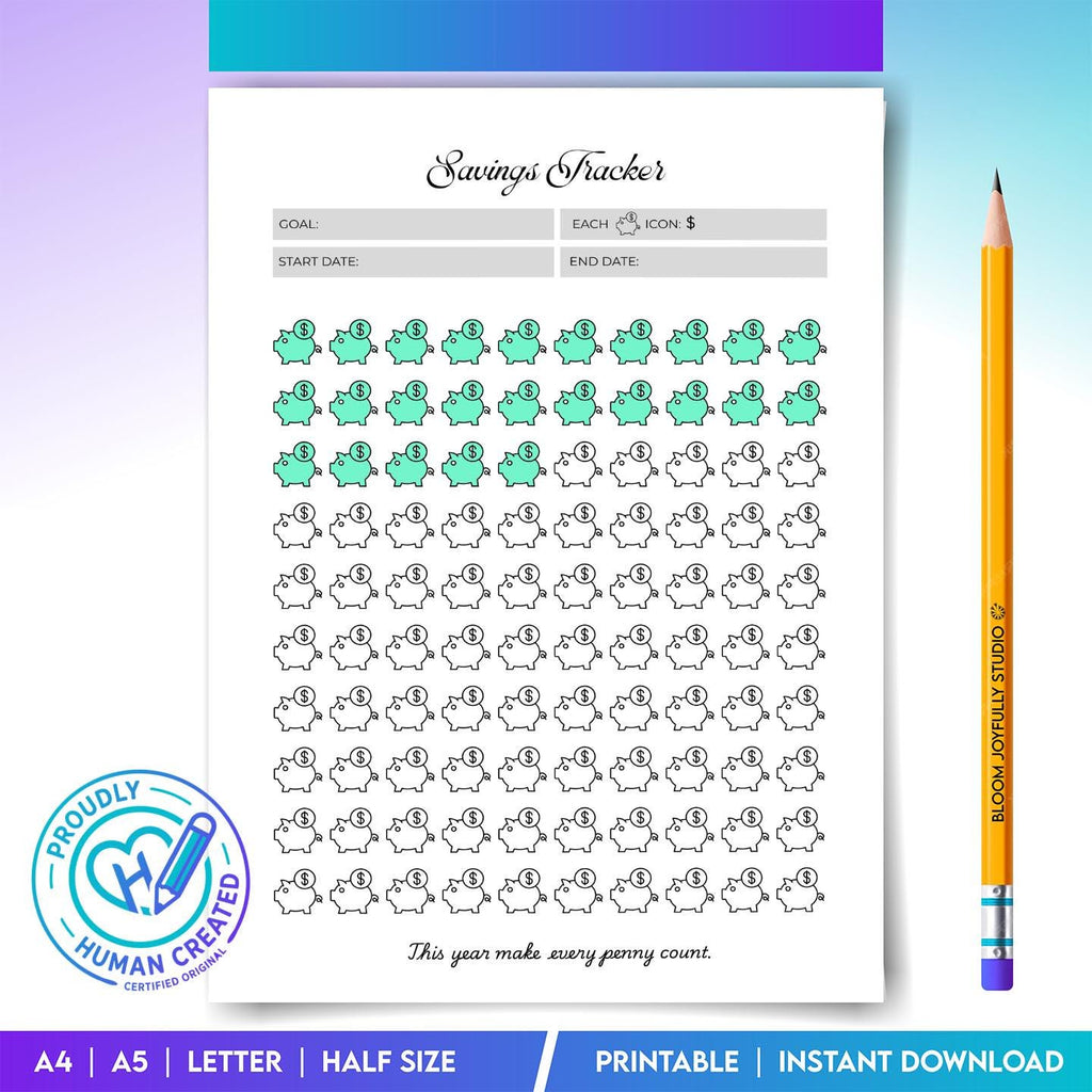 Budget Printable — Savings Tracker PRINTABLE, Money Savings Tracker, Savings Goal Planner, Budget Savings W... | Bloom Joyfully printable
