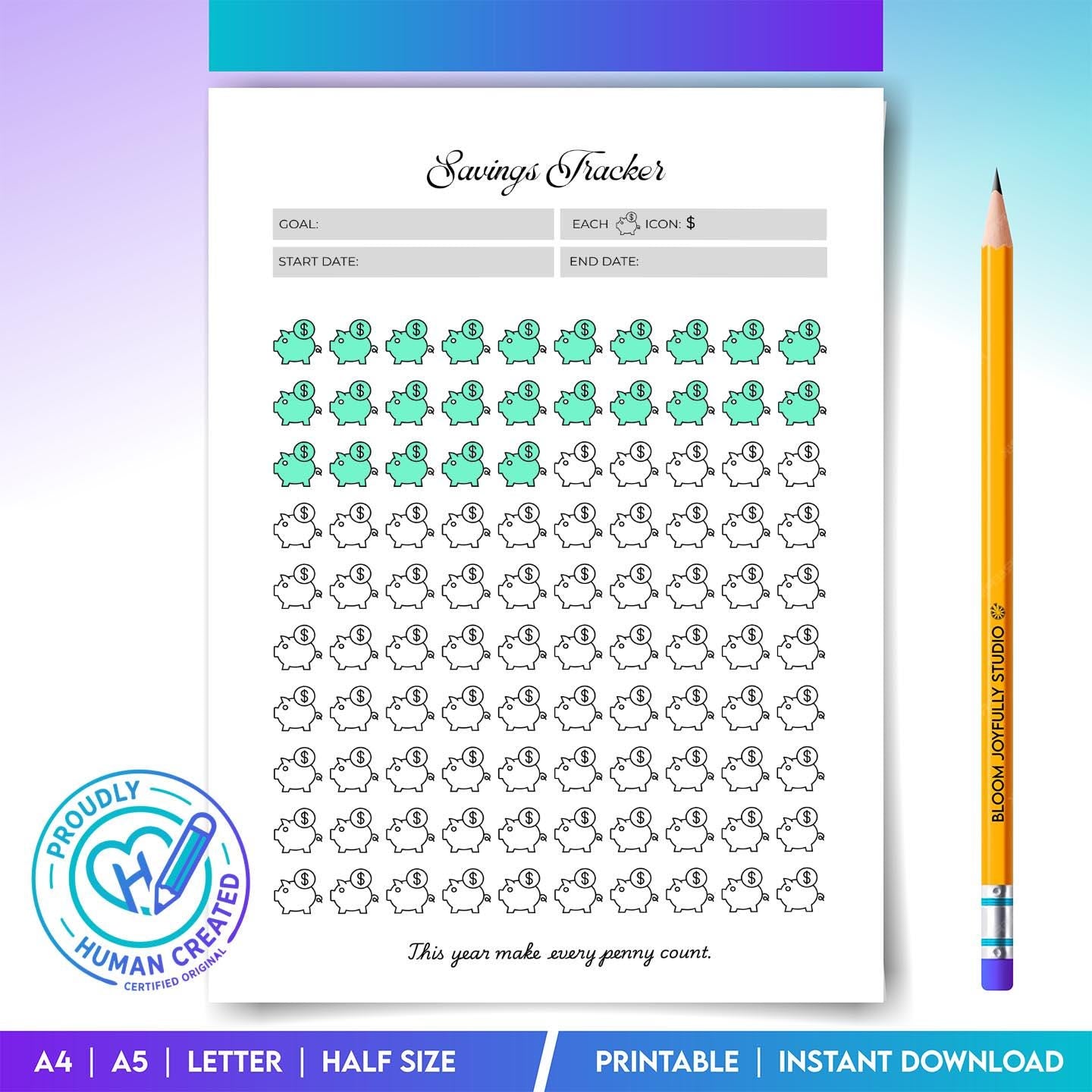 Budget Printable — Savings Tracker PRINTABLE, Money Savings Tracker, Savings Goal Planner, Budget Savings W... | Bloom Joyfully printable