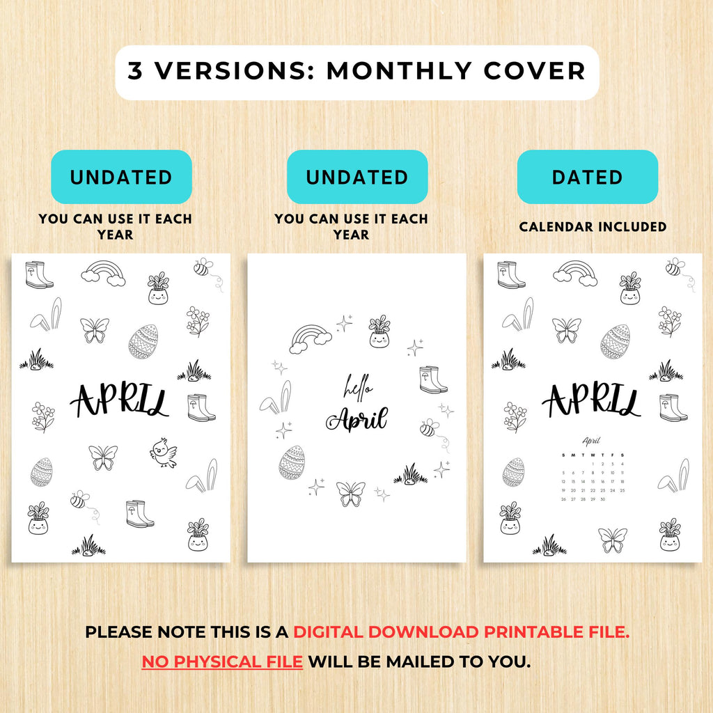 April Journal Bundle, April Planner Printable, Calendar Planner, Habit & Mood Tracker, Easter Theme, Journa... | Mindfulness printable