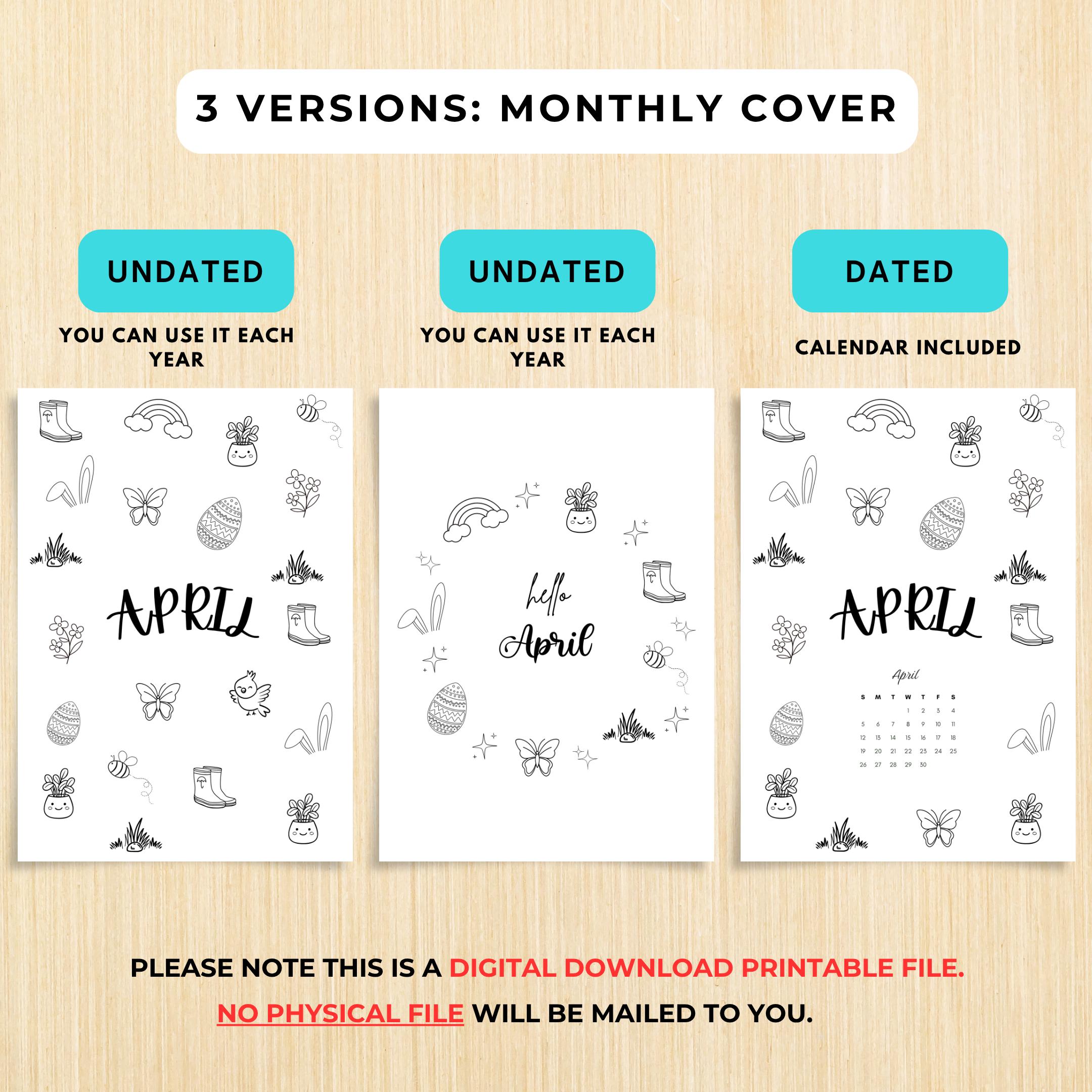 April Journal Bundle, April Planner Printable, Calendar Planner, Habit & Mood Tracker, Easter Theme, Journa... | Mindfulness printable