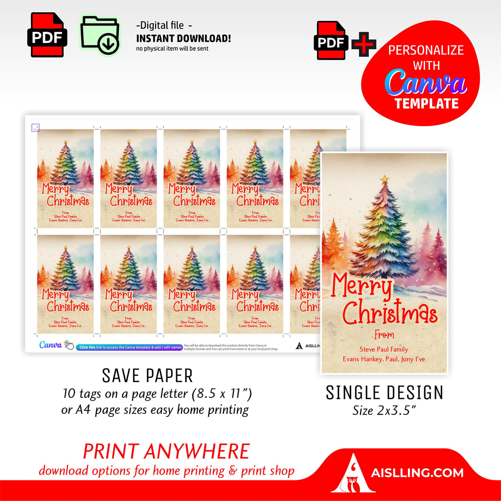 Christmas Gifts — Personalized Christmas Tags holiday tags, Editable Christmas Holiday Gift Tags, Gift Tag ... | Bloom Joyfully printable