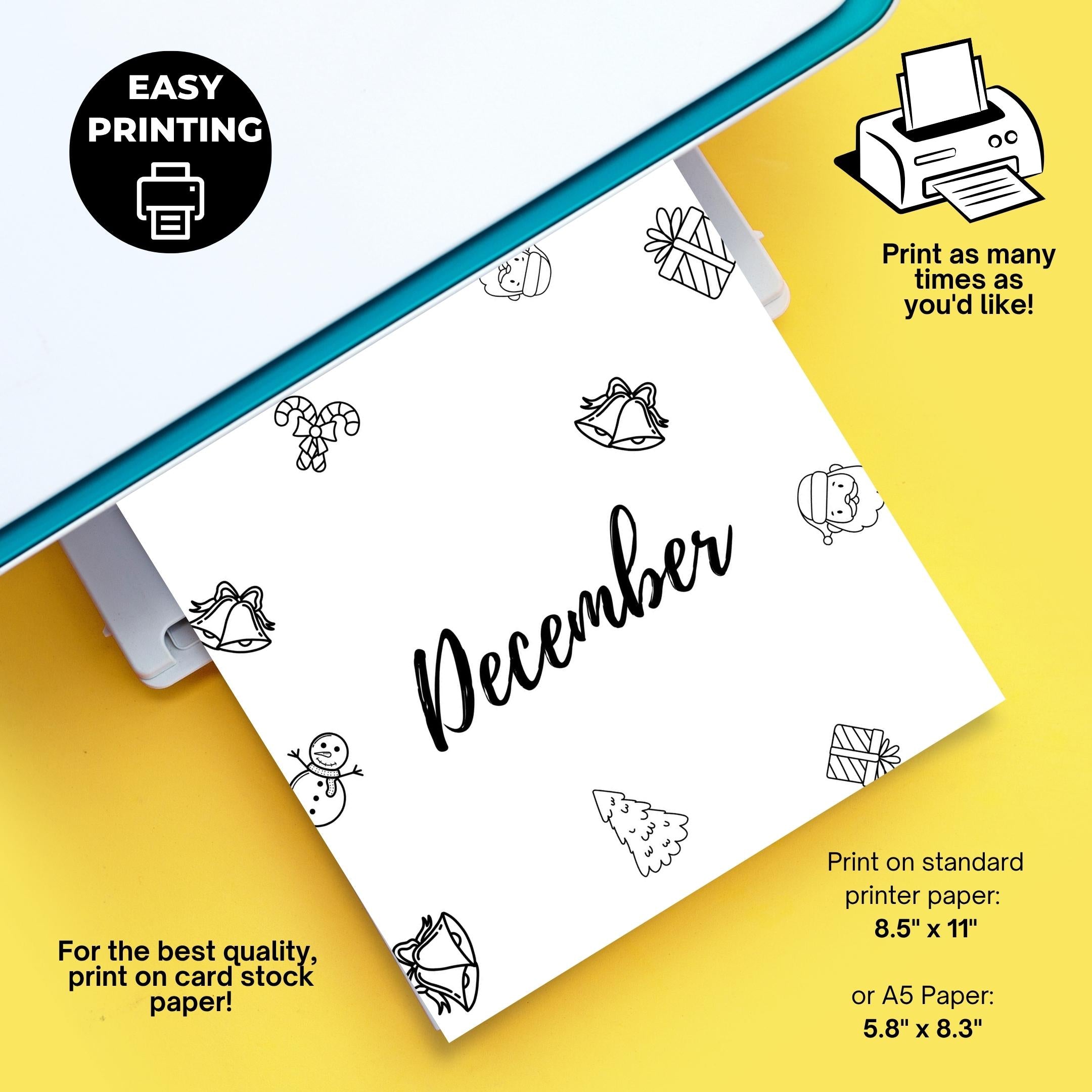 Bullet Journal — 12 Month Title Pages, Printable journal page, PRINTABLE TITLE PAGE, Printable Planner, Cov... | Bloom Joyfully printable