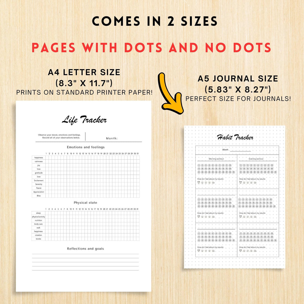 Affirmation — Printable JOURNAL Pages, MONTHLY TRACKERS Bundle, Digital Planner Pages A4 & A5 Size | Mindfulness printable