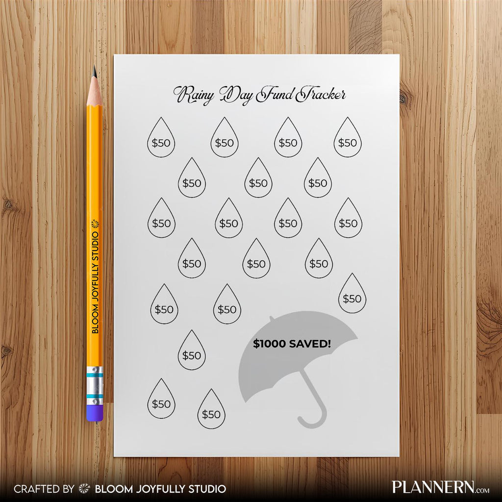 Budget Printable — Rainy Day Savings Tracker PRINTABLE, Emergency Savings tracker, Savings Goal Planner, Bu... | Bloom Joyfully printable