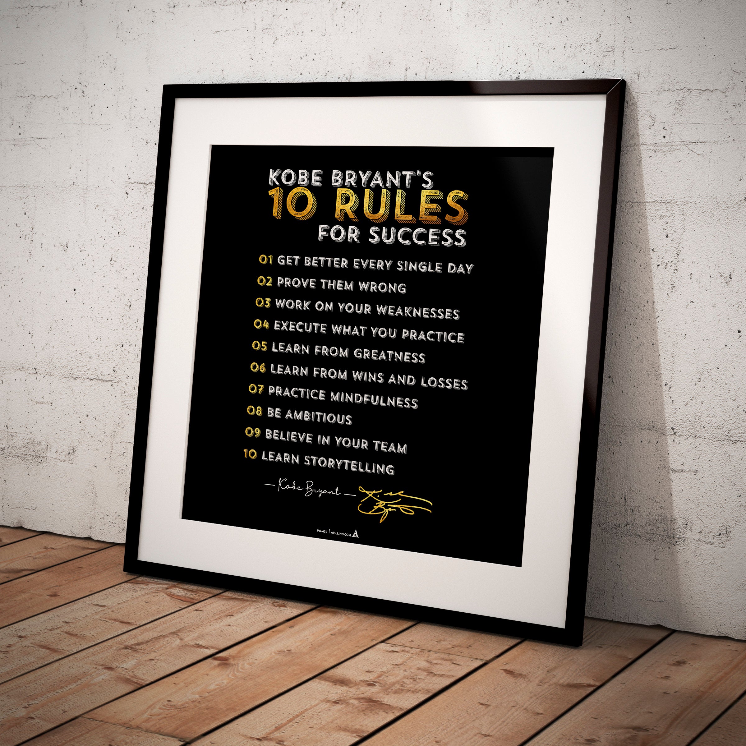 Aislling — Minimalist Mamba Mentality Quote, Kobe Bryant’s 10 Rules for Success Poster, NBA Black Mamba Bas... | Aislling printable