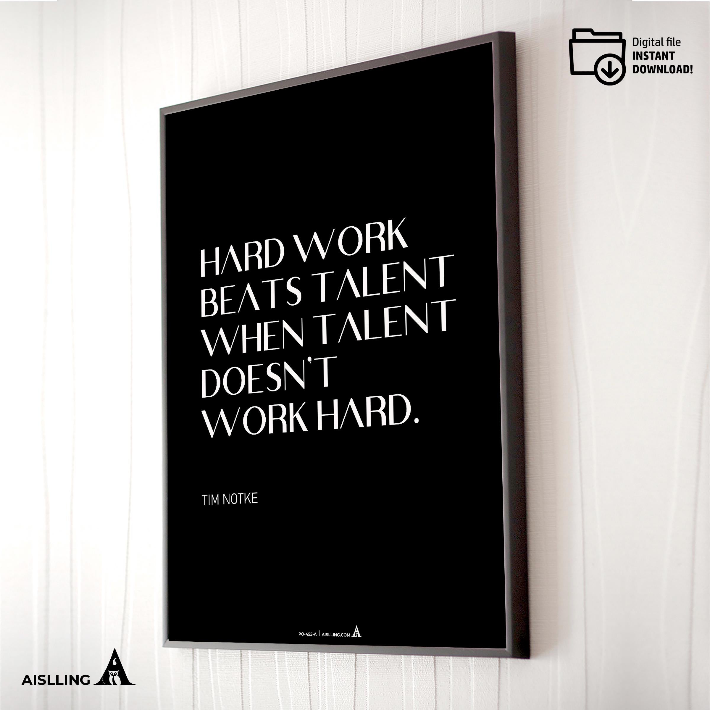 Aislling — Tim Notke Quote "Hard Work Beats Talent", Motivational Wall Art Home, Office, or Sports Room, Sp... | Aislling printable