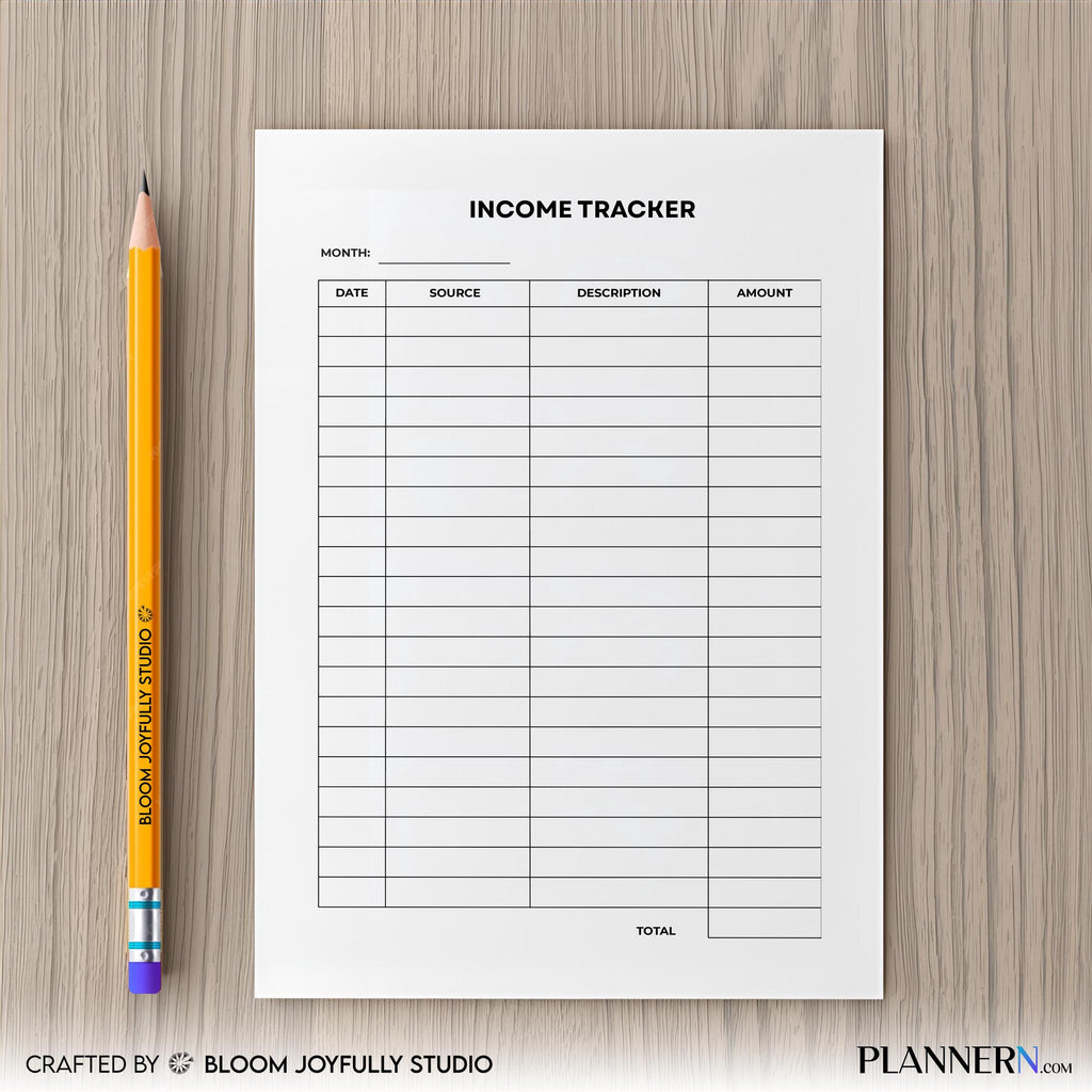 Budget Planner — Income Tracker PRINTABLE, Monthly Income Log and Finance Planner, Financial Tracker, Month... | Bloom Joyfully printable