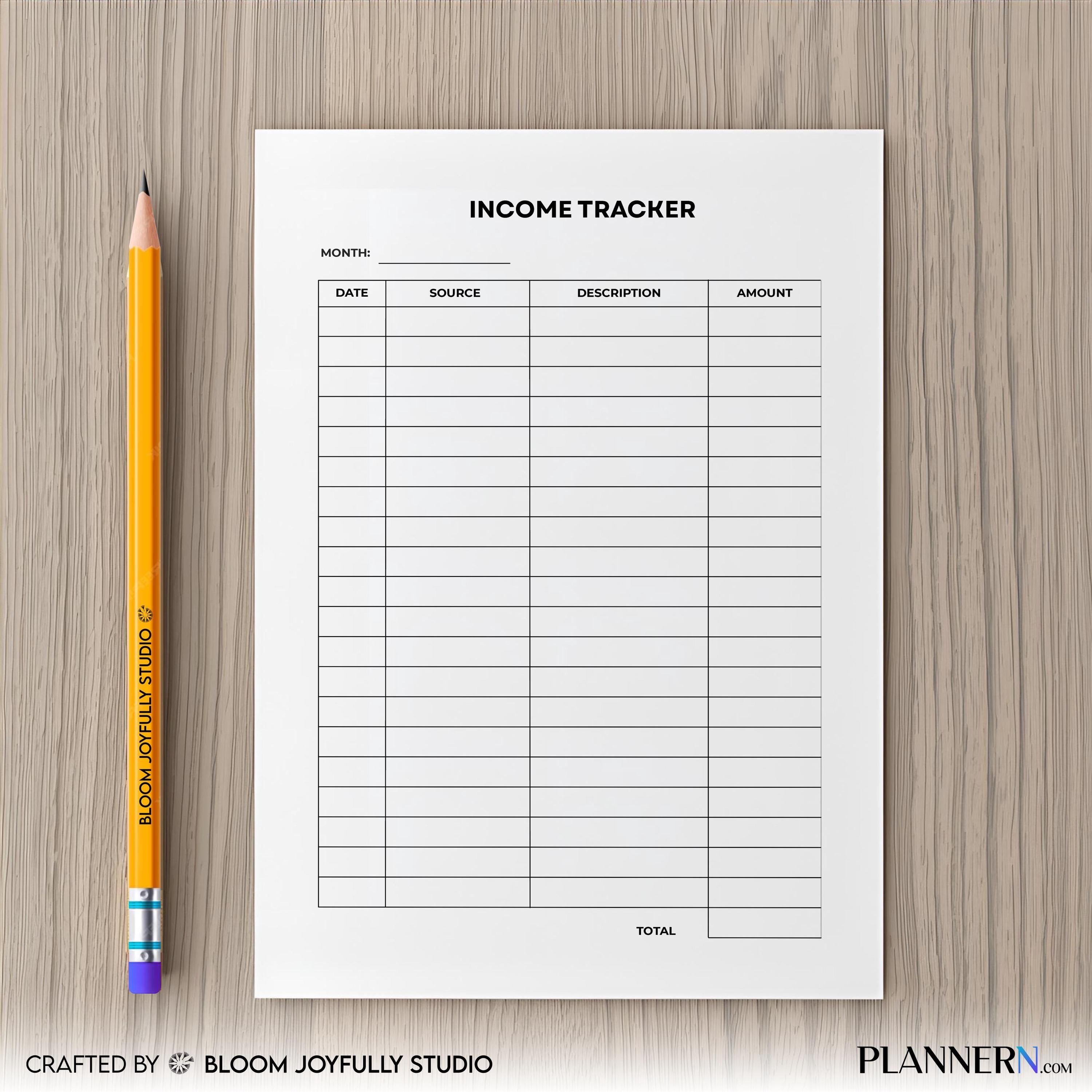 Budget Planner — Income Tracker PRINTABLE, Monthly Income Log and Finance Planner, Financial Tracker, Month... | Bloom Joyfully printable