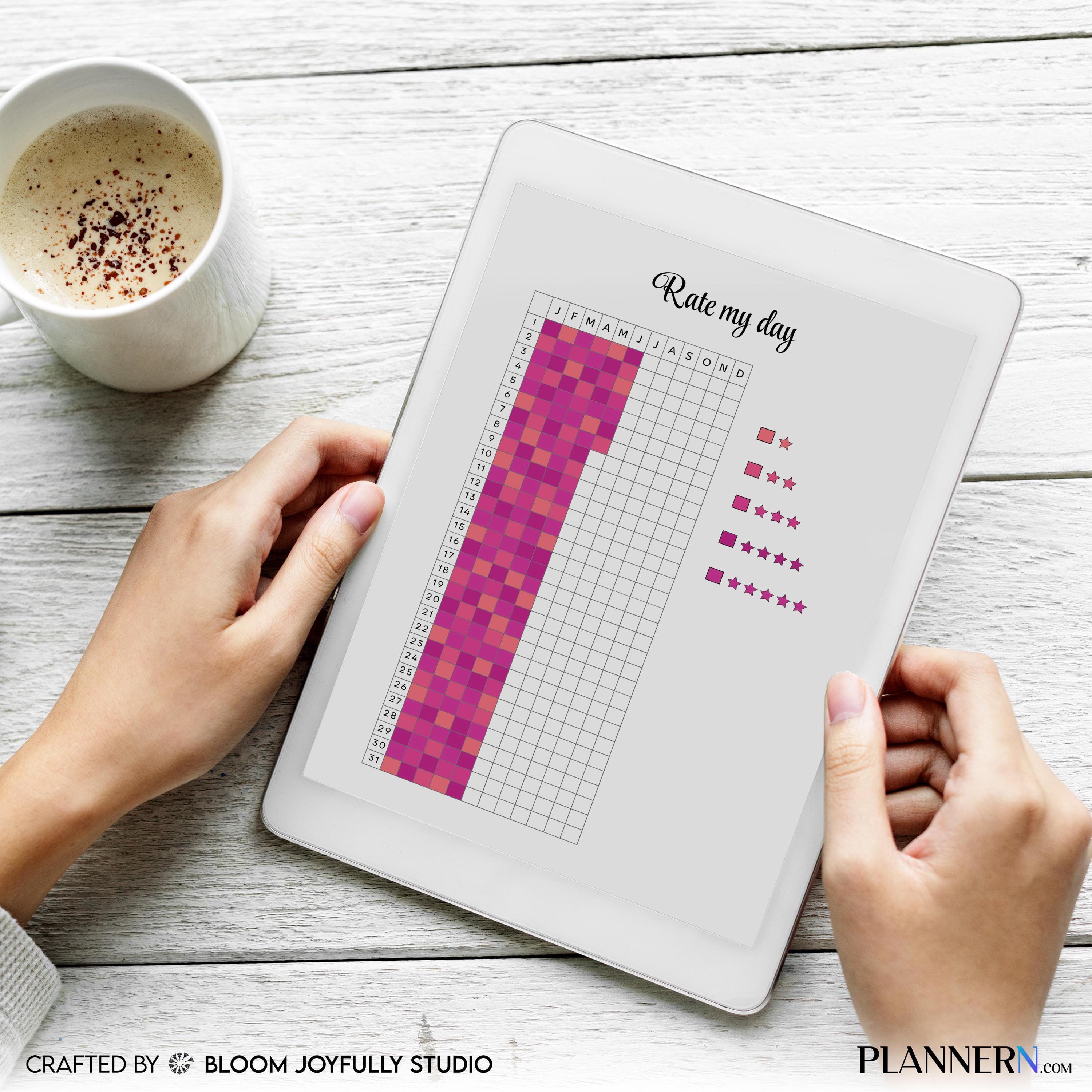Daily Check In — Rate My Day PRINTABLE, Daily Reflection Tracker, Mood & Productivity Log, Self Care Planne... | Mindfulness printable