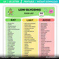 Balanced Eating — Low Glycemic Food List Printable, Blood Sugar Friendly Foods, Low GI Foods, Prediabetes, ... | Nutri Track printable