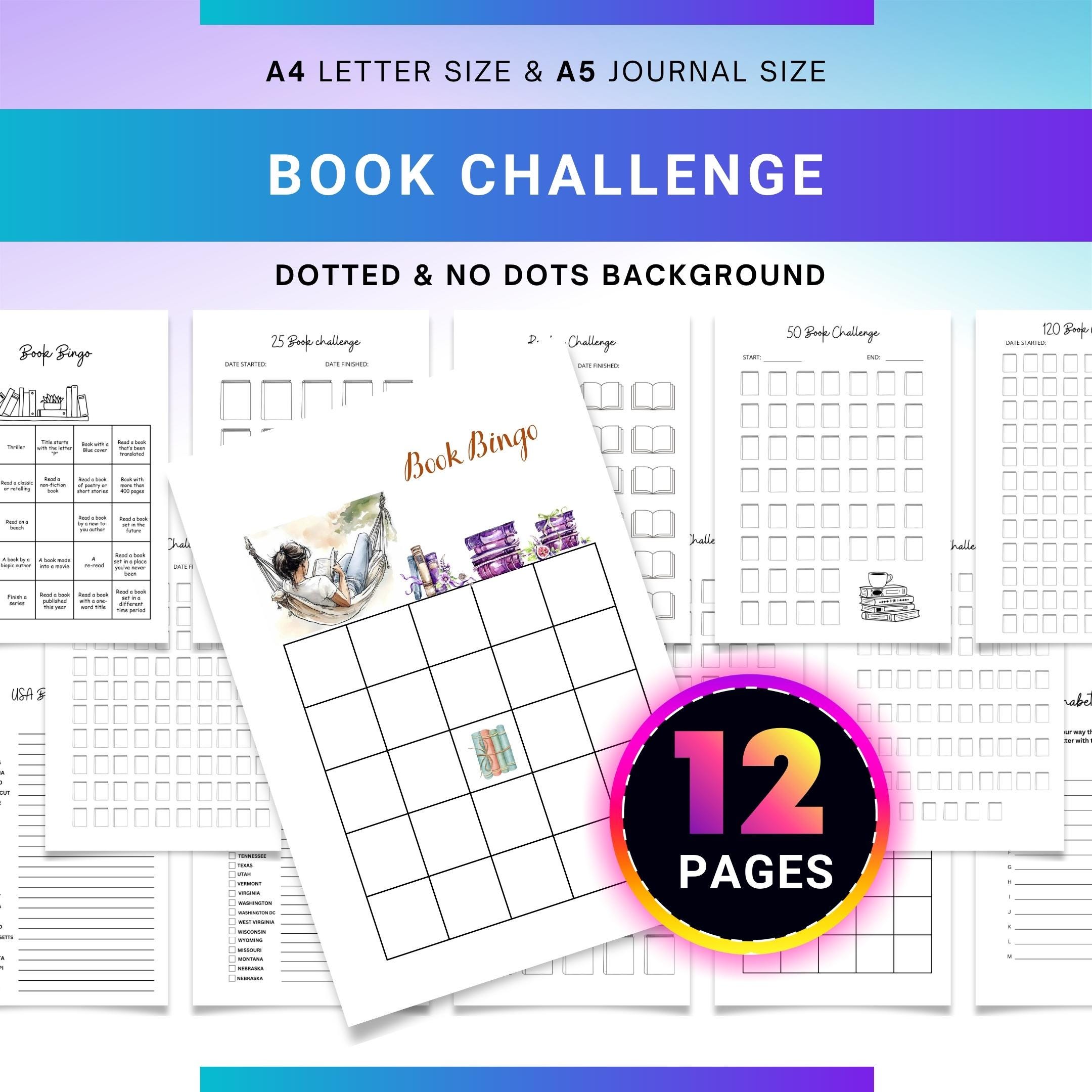 Book Challenge — Reading Challenge Bundle, Reading Tracker, Book Journal, PRINTABLE Journal Page, Book Chal... | Bloom Joyfully printable