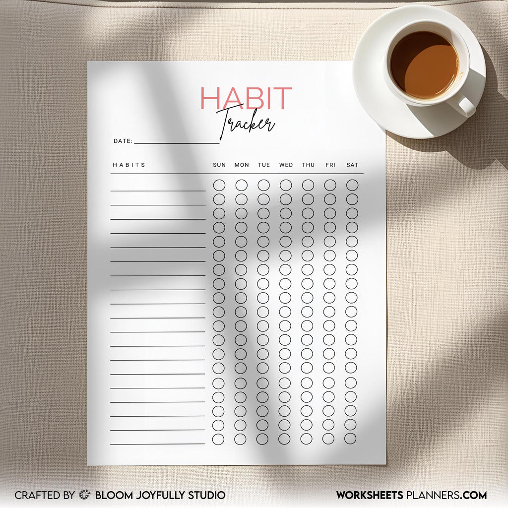 Daily Habits — Habit Tracker, PRINTABLE Habit Tracker, Monthly Tracker, Printable Planner Page, Routine Tra... | Bloom Joyfully printable