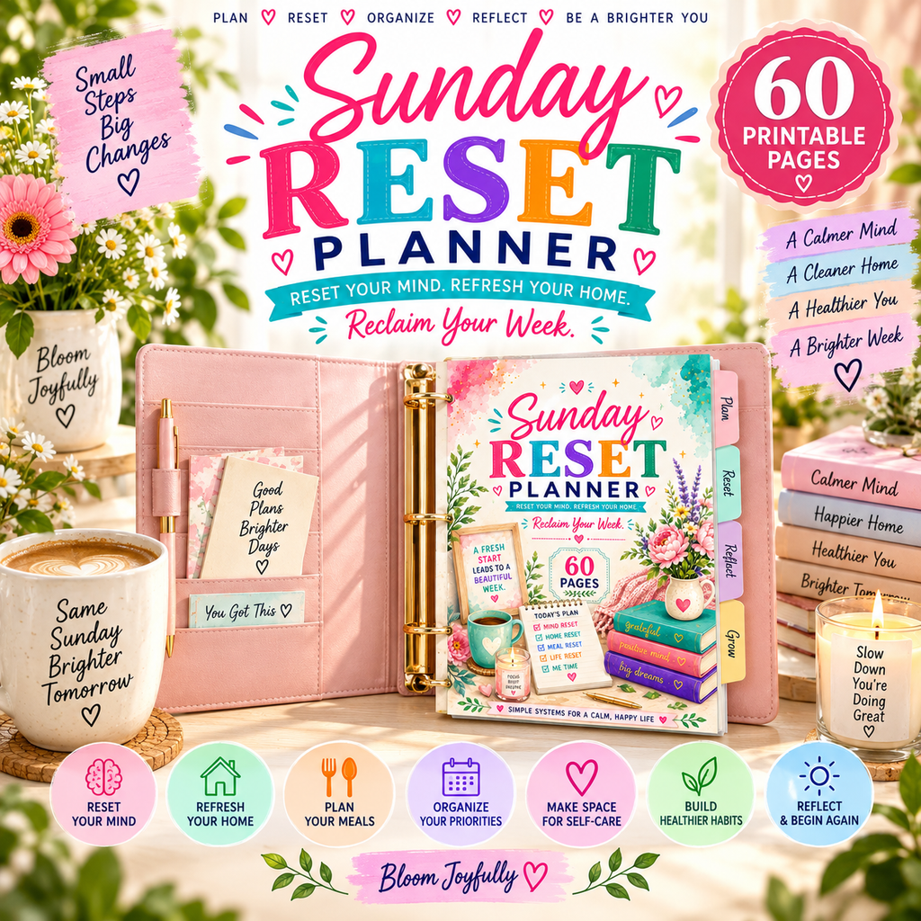Sunday Reset Planner — Printable PDF — existing product preview 2